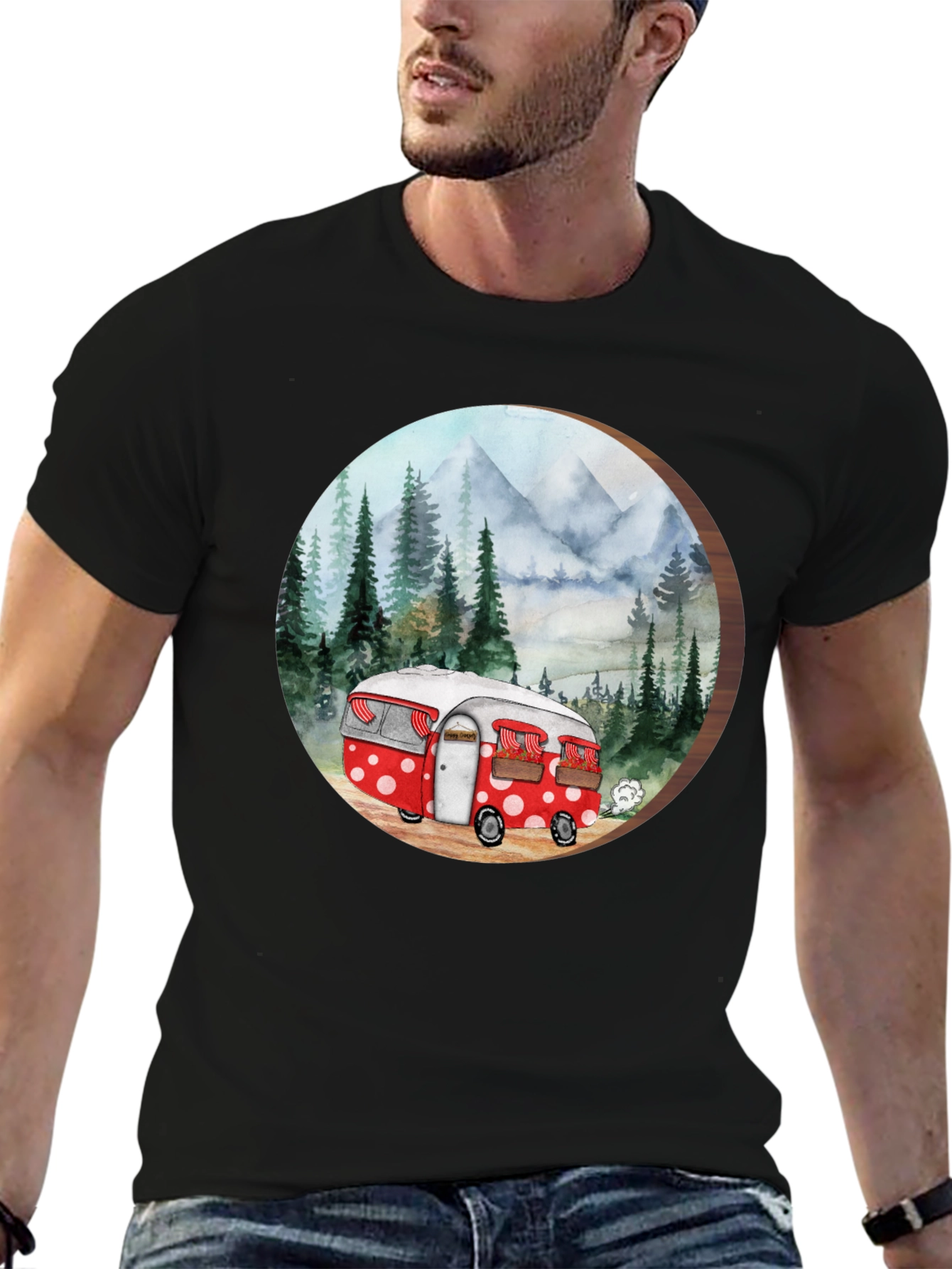 Black Camping Camper T-Shirt - Nature Adventure Tee view 6