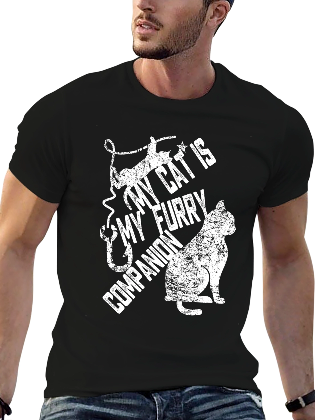 Black My Cat is My Furry Companion T-Shirt view 6
