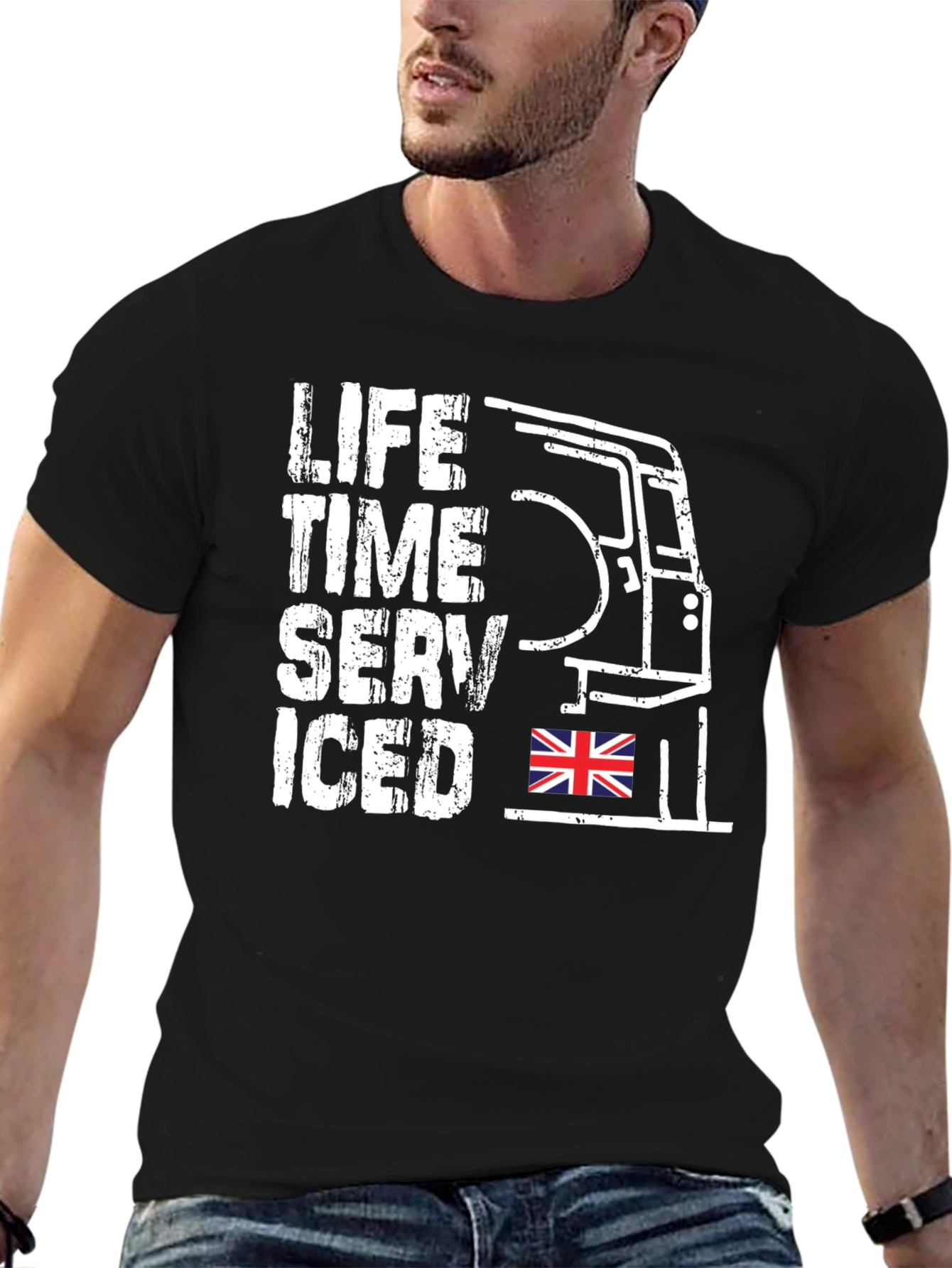 Black Life Time Serviced T-Shirt - Classic British Car Tee view 6