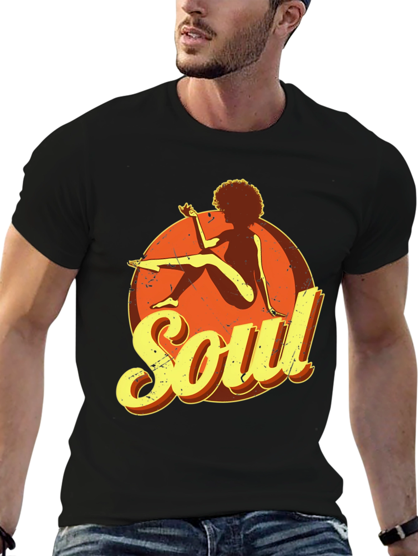 Black Retro Soul Graphic T-Shirt view 6