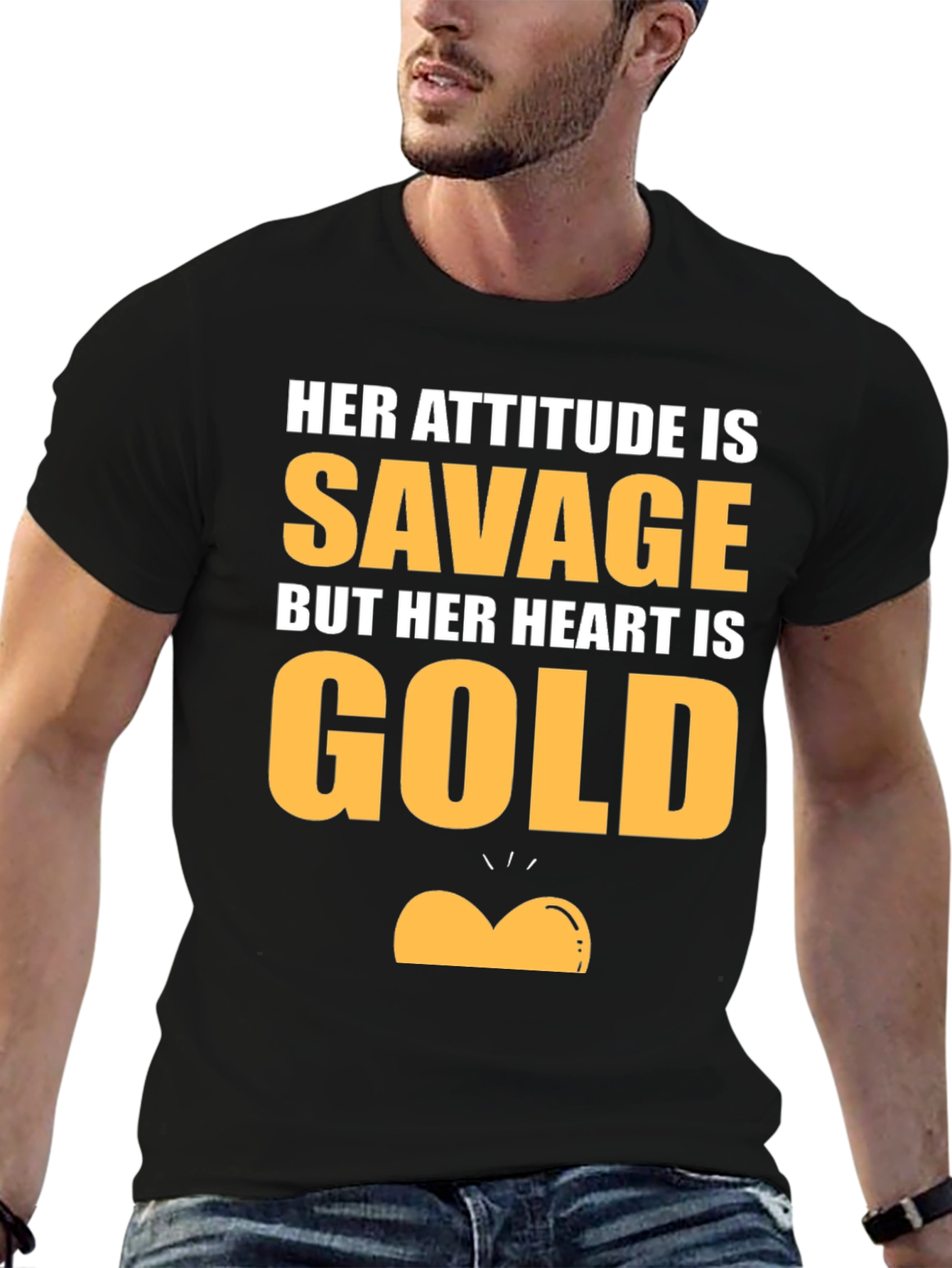 Black Savage Heart of Gold Graphic T-Shirt view 6