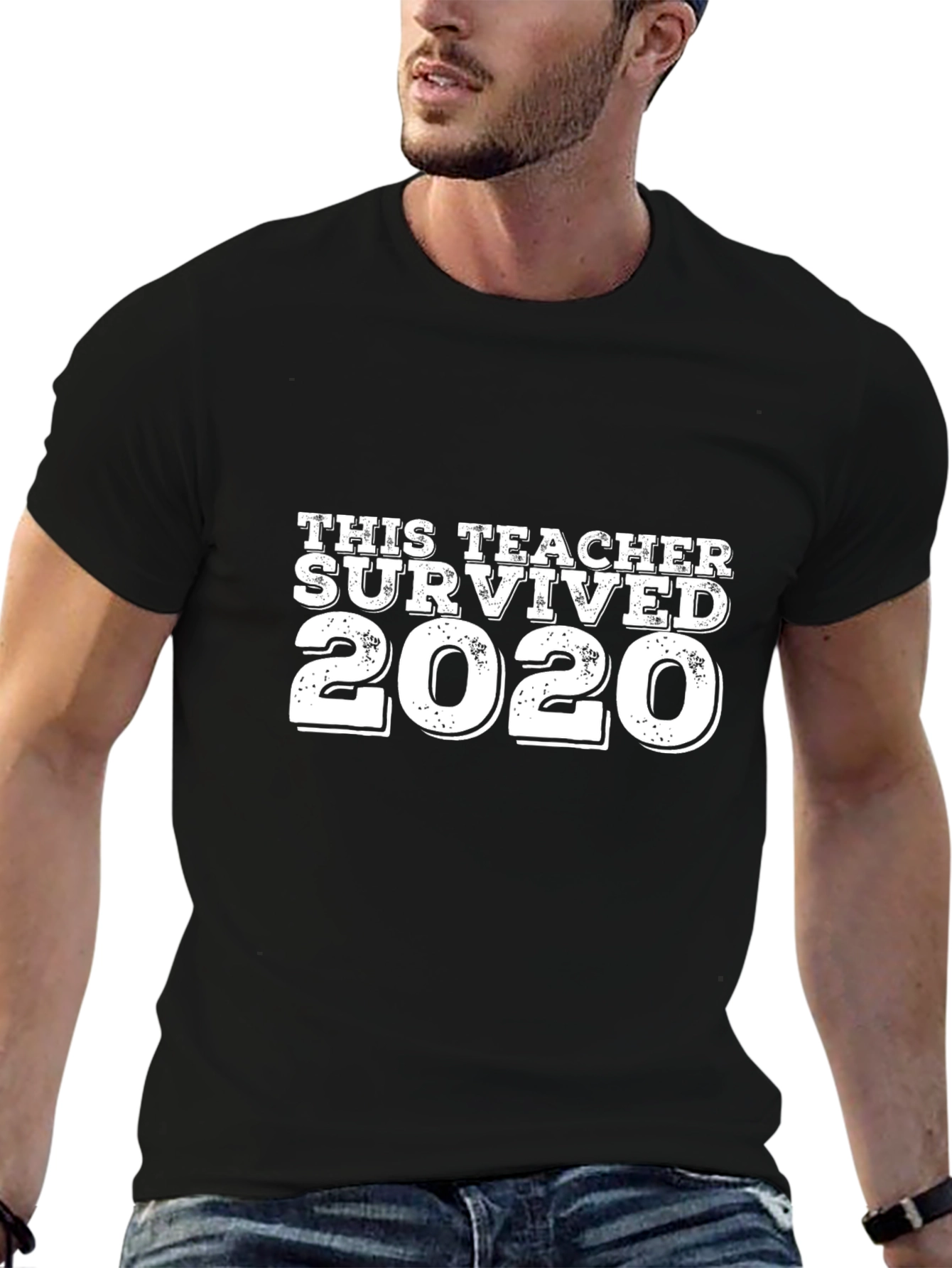 Black This Teacher Survived 2020 Black T-Shirt view 6