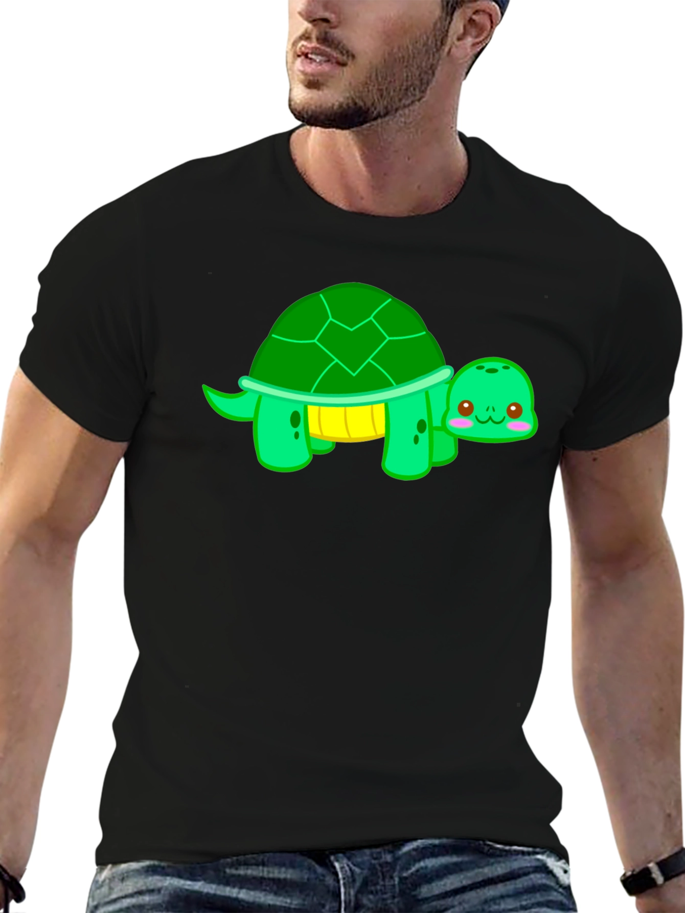 Black Cute Turtle Graphic T-Shirt - Black view 6