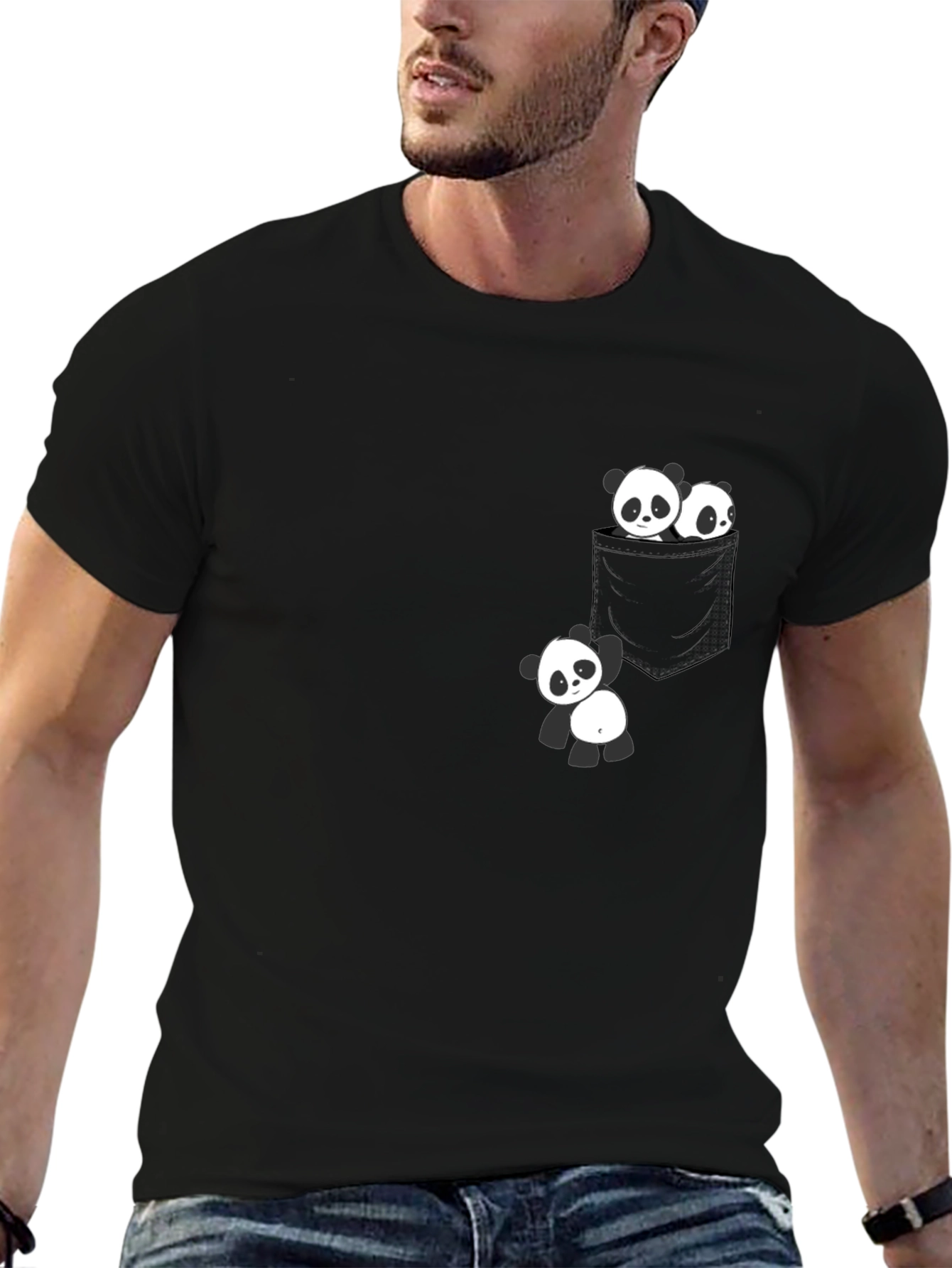 Black Panda Pocket Tee - Cute Graphic T-Shirt view 6