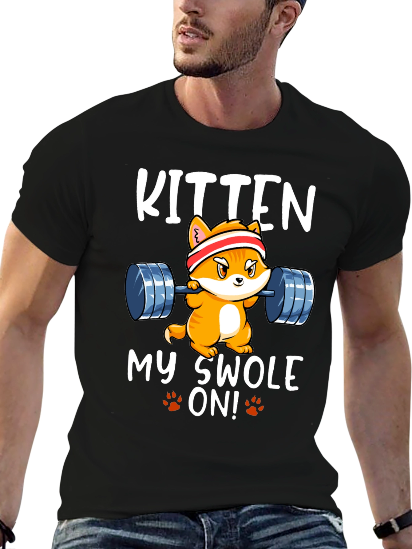 Black Kitten My Swole On! T-Shirt Gym Workout Tee view 6