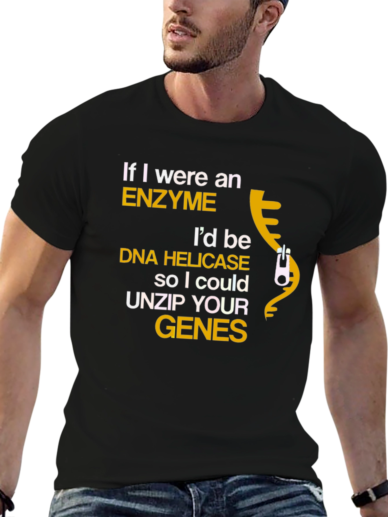 Black Enzyme DNA Helicase Funny Science T-Shirt view 6