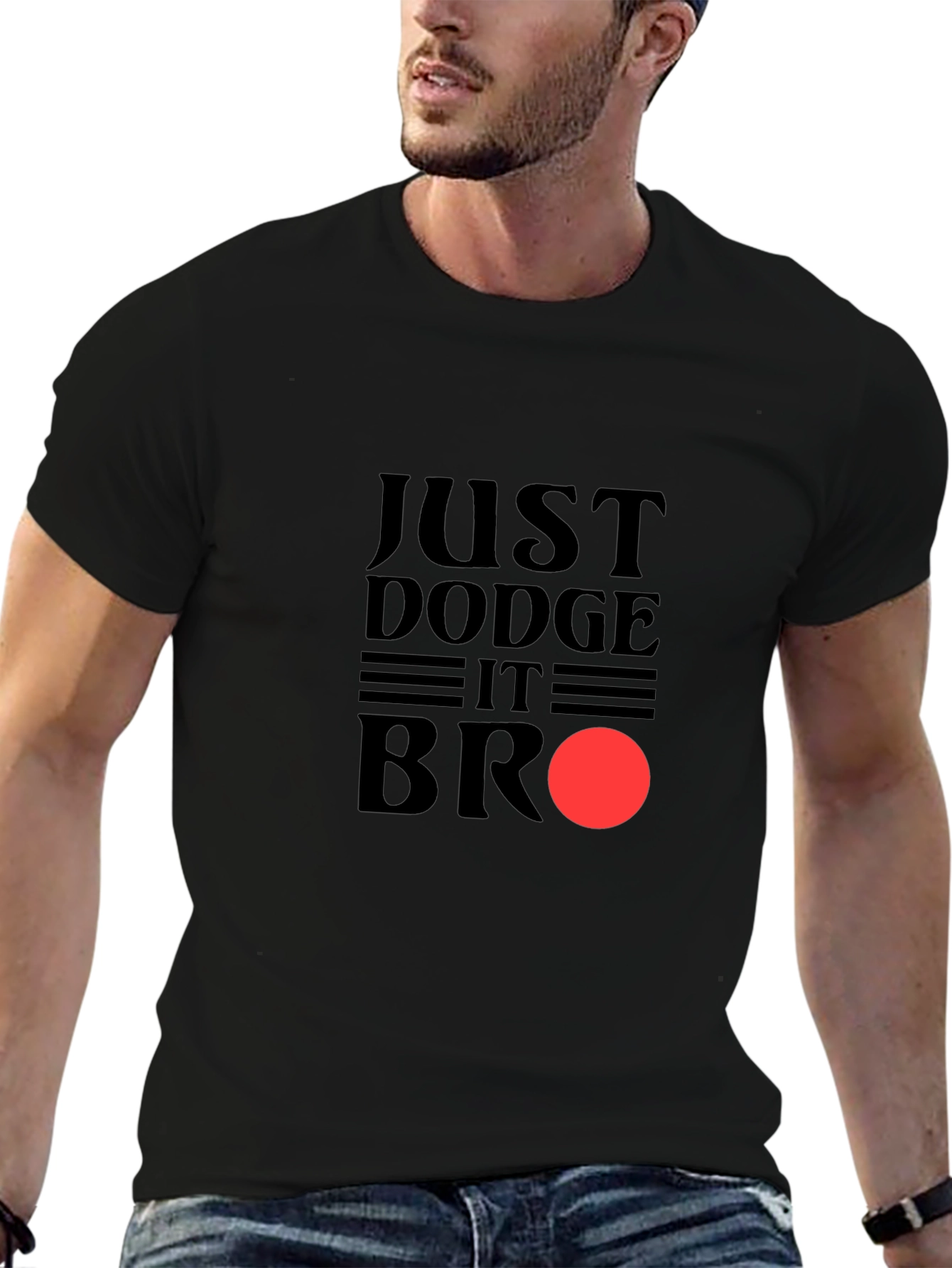 Black Just Dodge It Bro - Men's Graphic Tee view 6