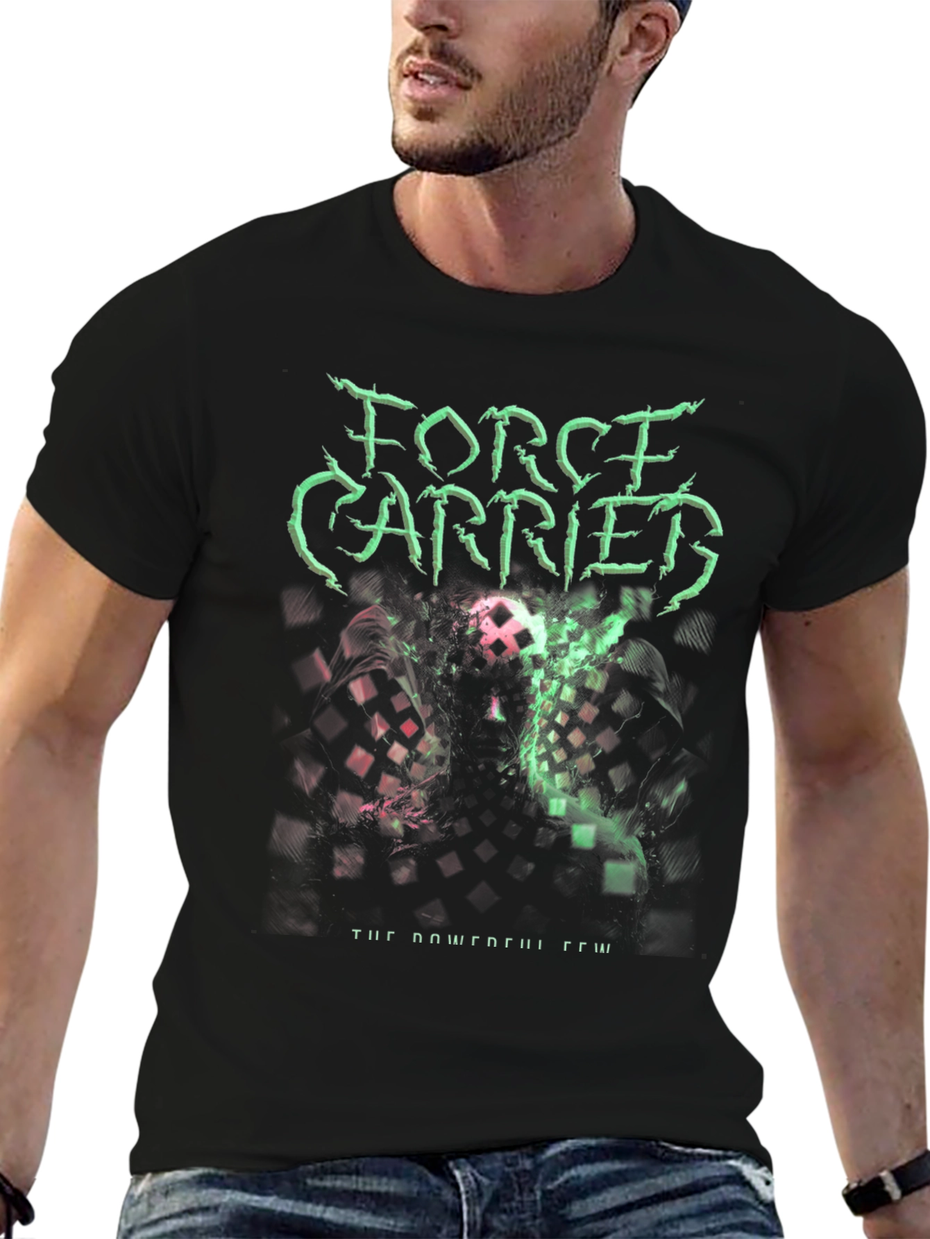 Black Force Carried Graphic Print Black T-Shirt view 6