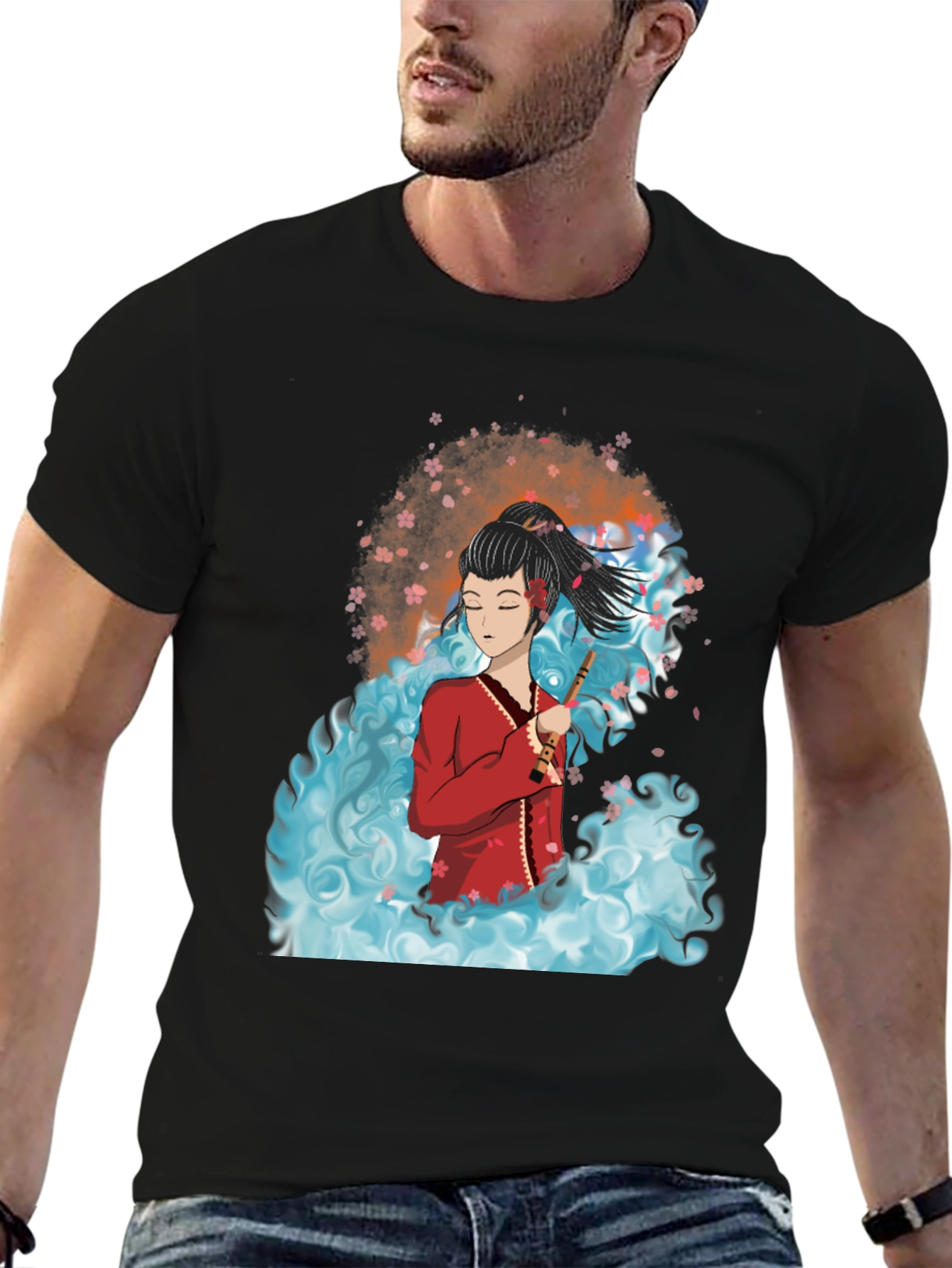 Black Anime Girl T-Shirt - Unique Graphic Tee view 6