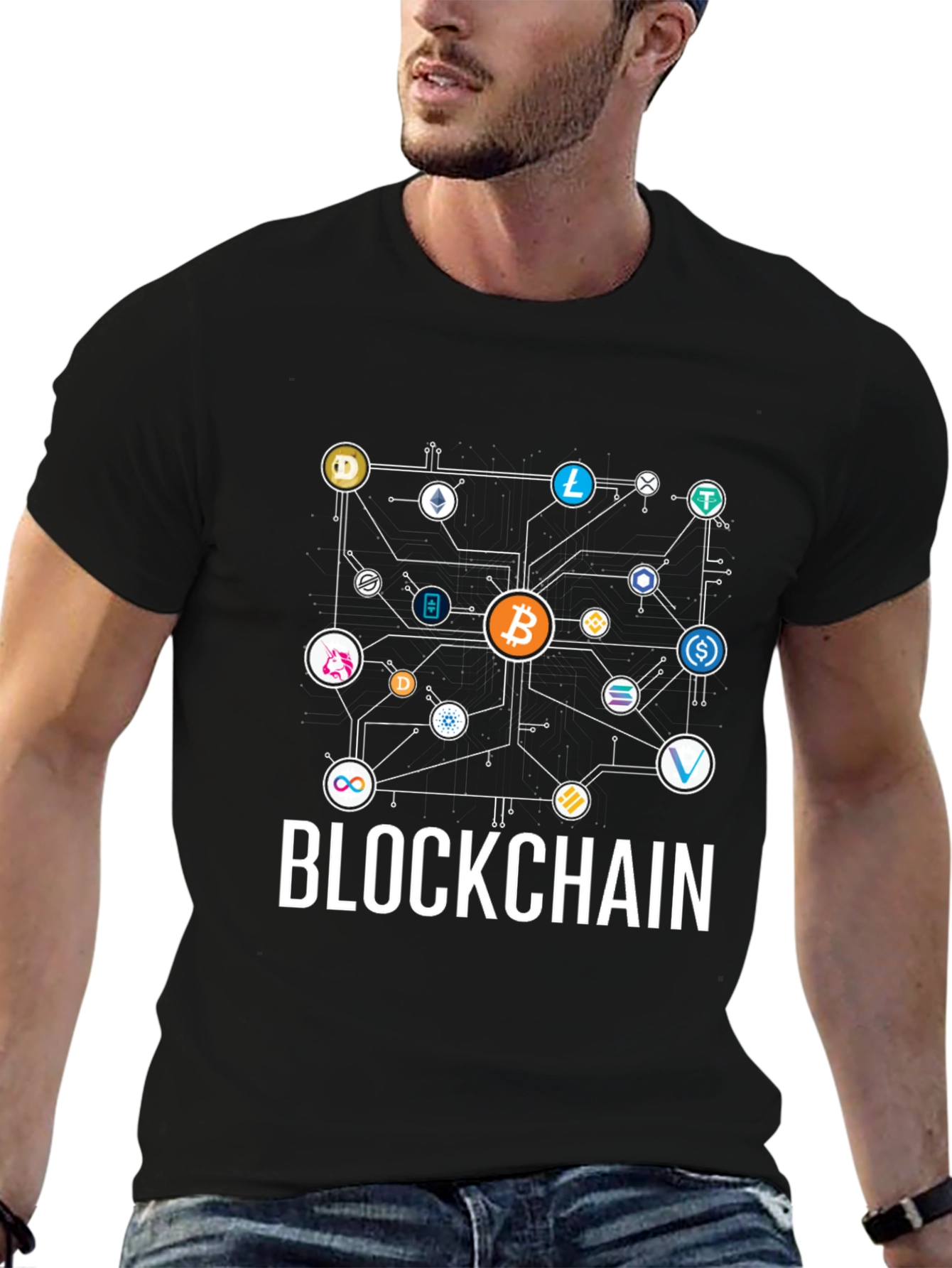Black Blockchain Crypto T-Shirt - Bitcoin & Altcoins view 6