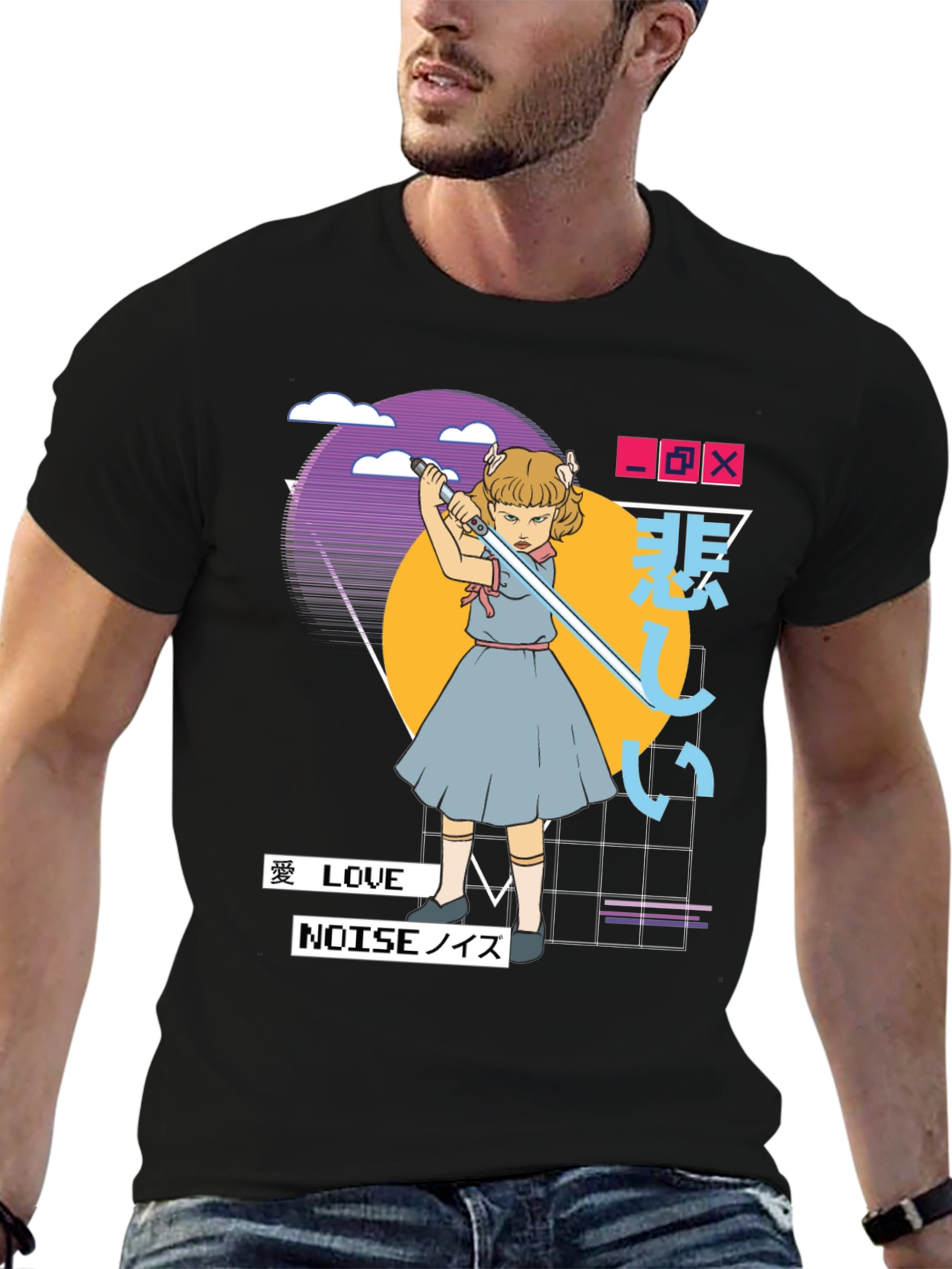 Black Synthwave Aesthetic T-Shirt - Edgy Vaporwave Tee view 6