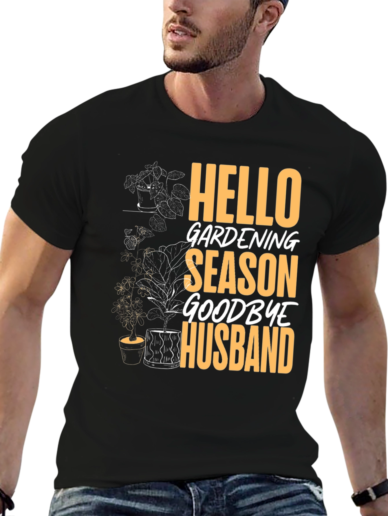 Black Hello Gardening Season Goodbye Husband Tee view 6