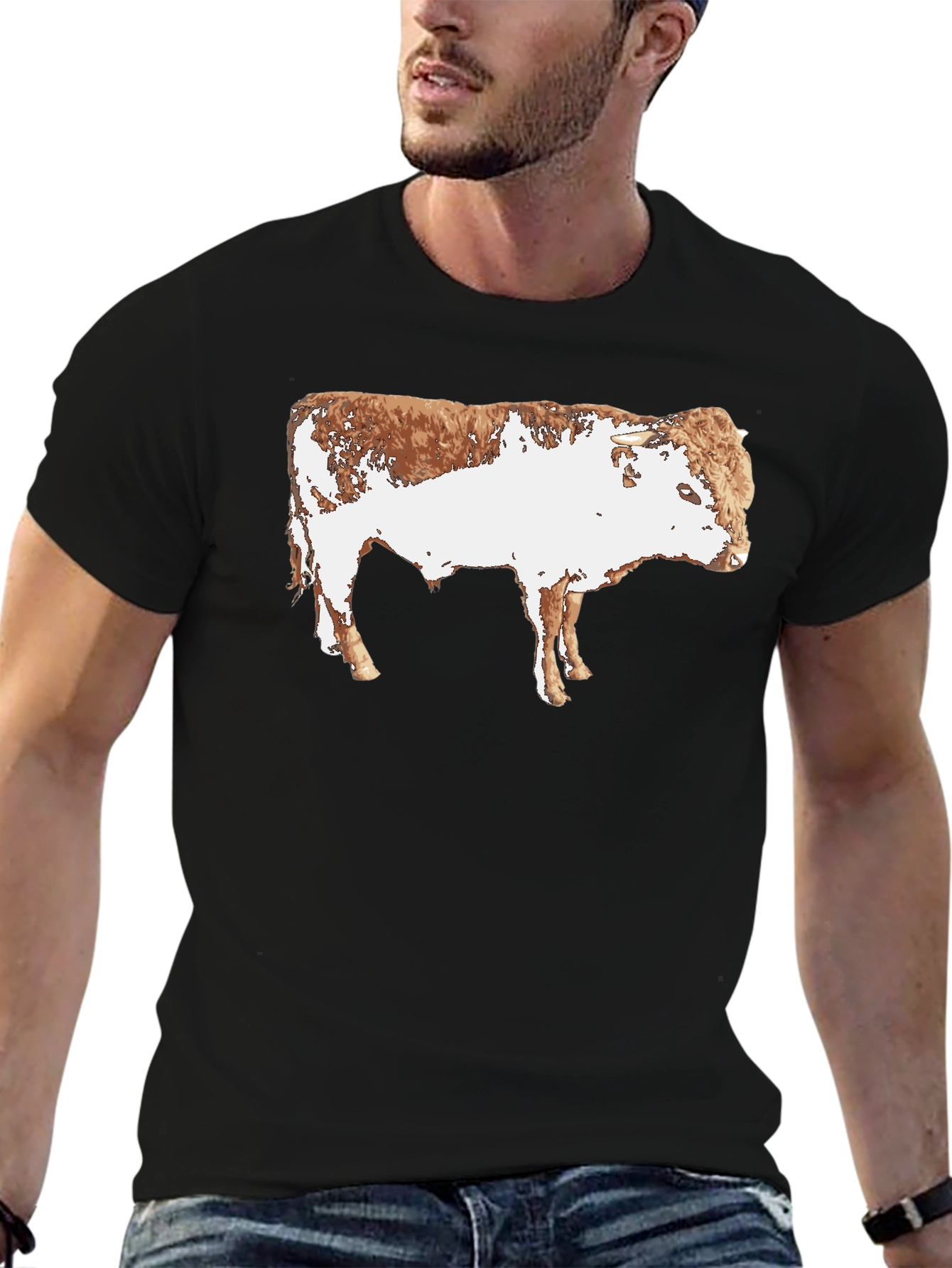 Black Cow Graphic Black T-Shirt - Animal Print Tee view 6