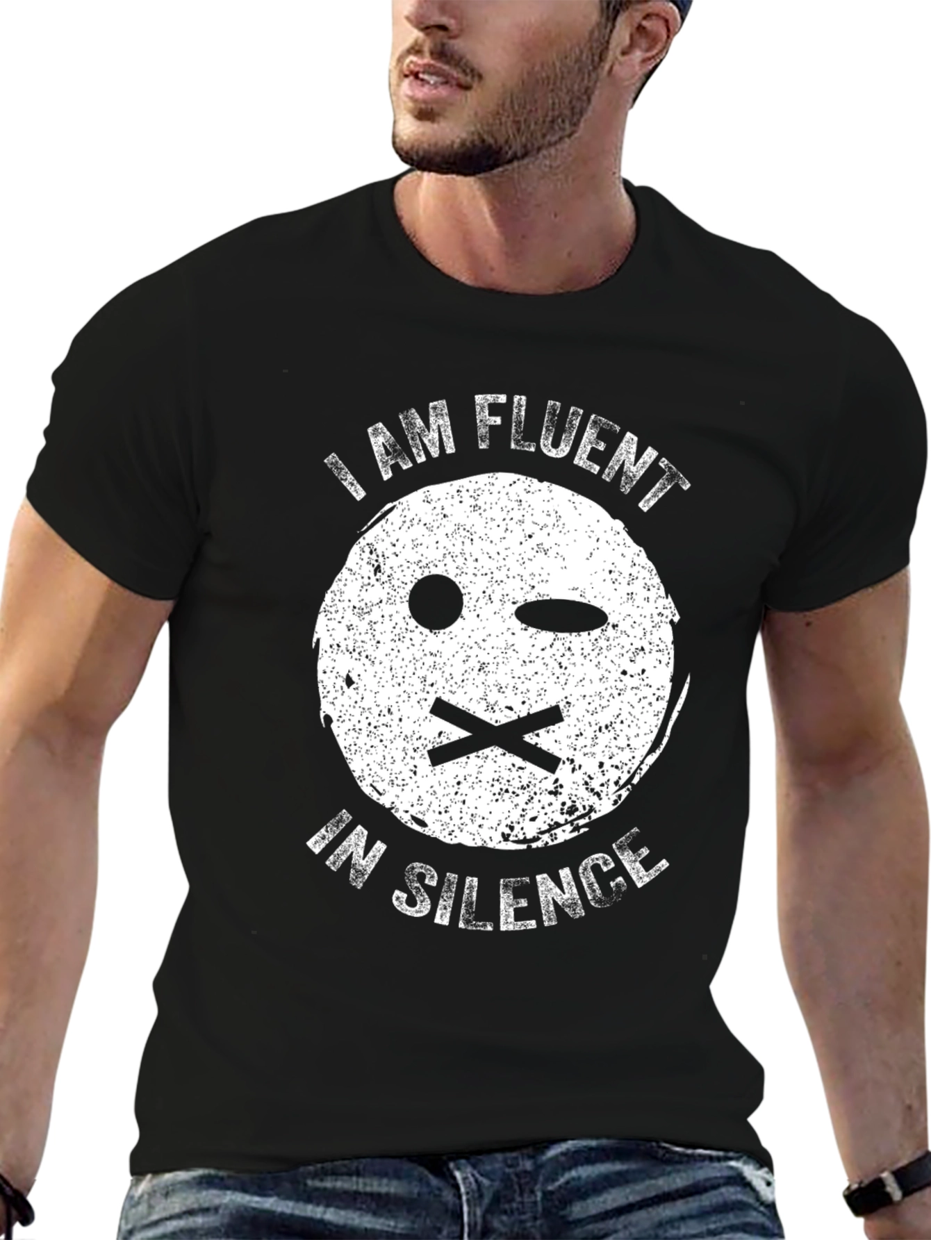 Black I Am Fluent In Silence Black Graphic Tee view 6