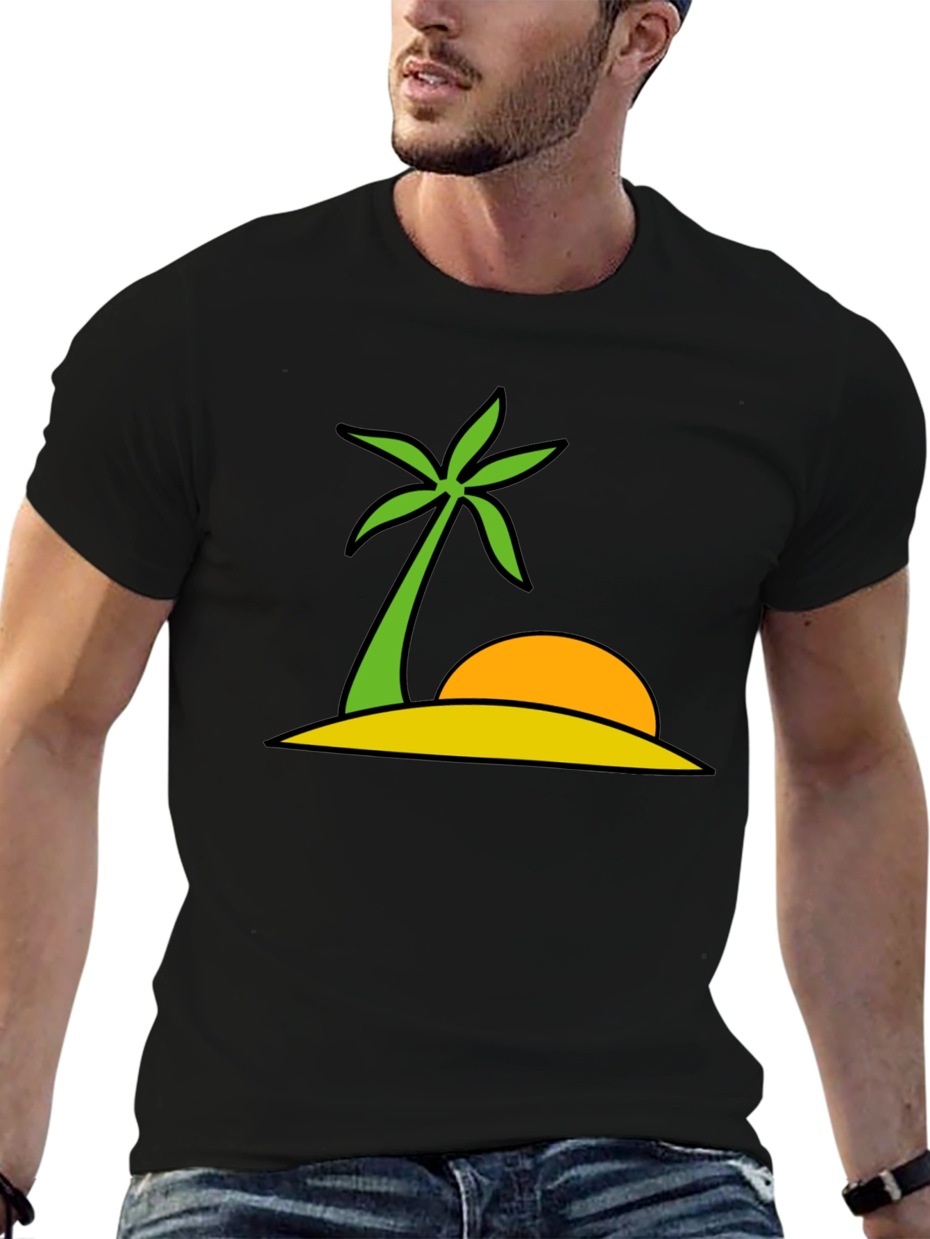 Black Tropical Island Graphic Tee - Summer Vibes view 6