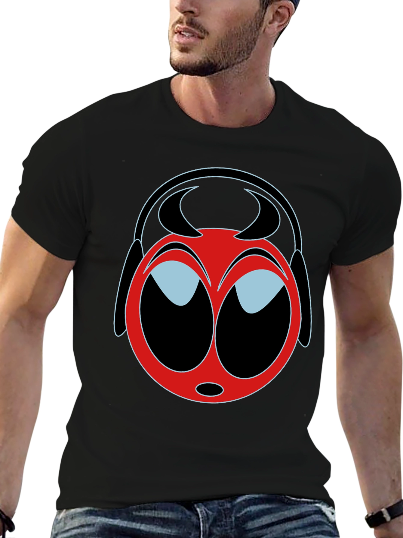 Black Cartoon Devil T-Shirt - Quirky Graphic Tee view 6