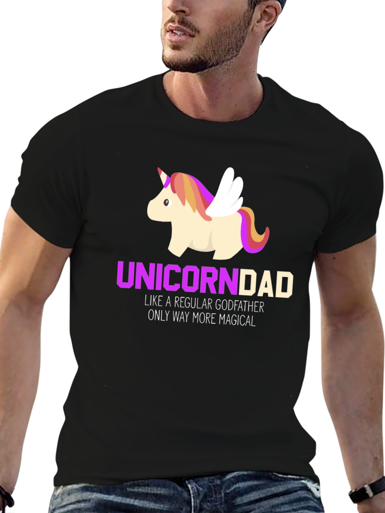 Black Unicorn Dad Magical Godfather T-Shirt view 6