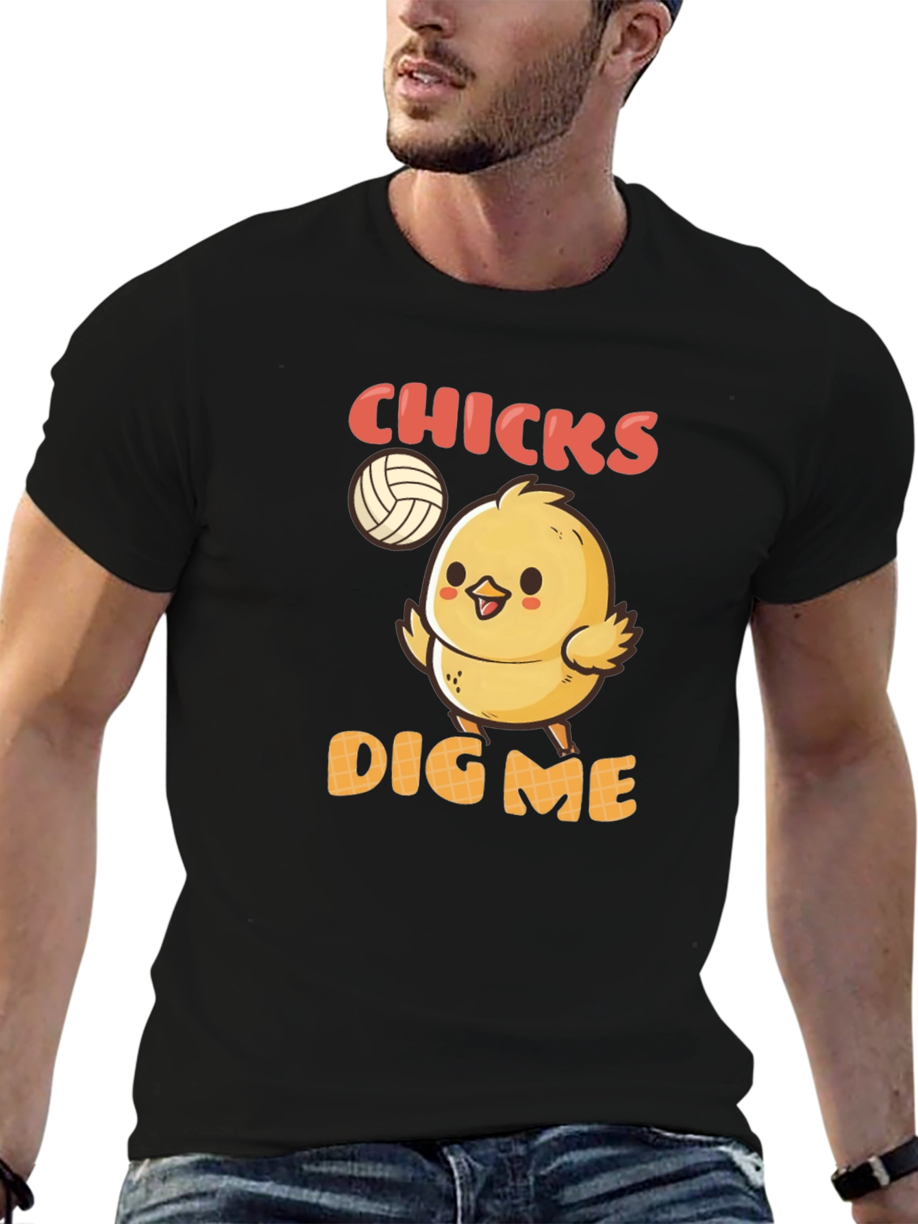 Black Chicks Dig Me T-Shirt - Volleyball Chick Graphic Tee view 6