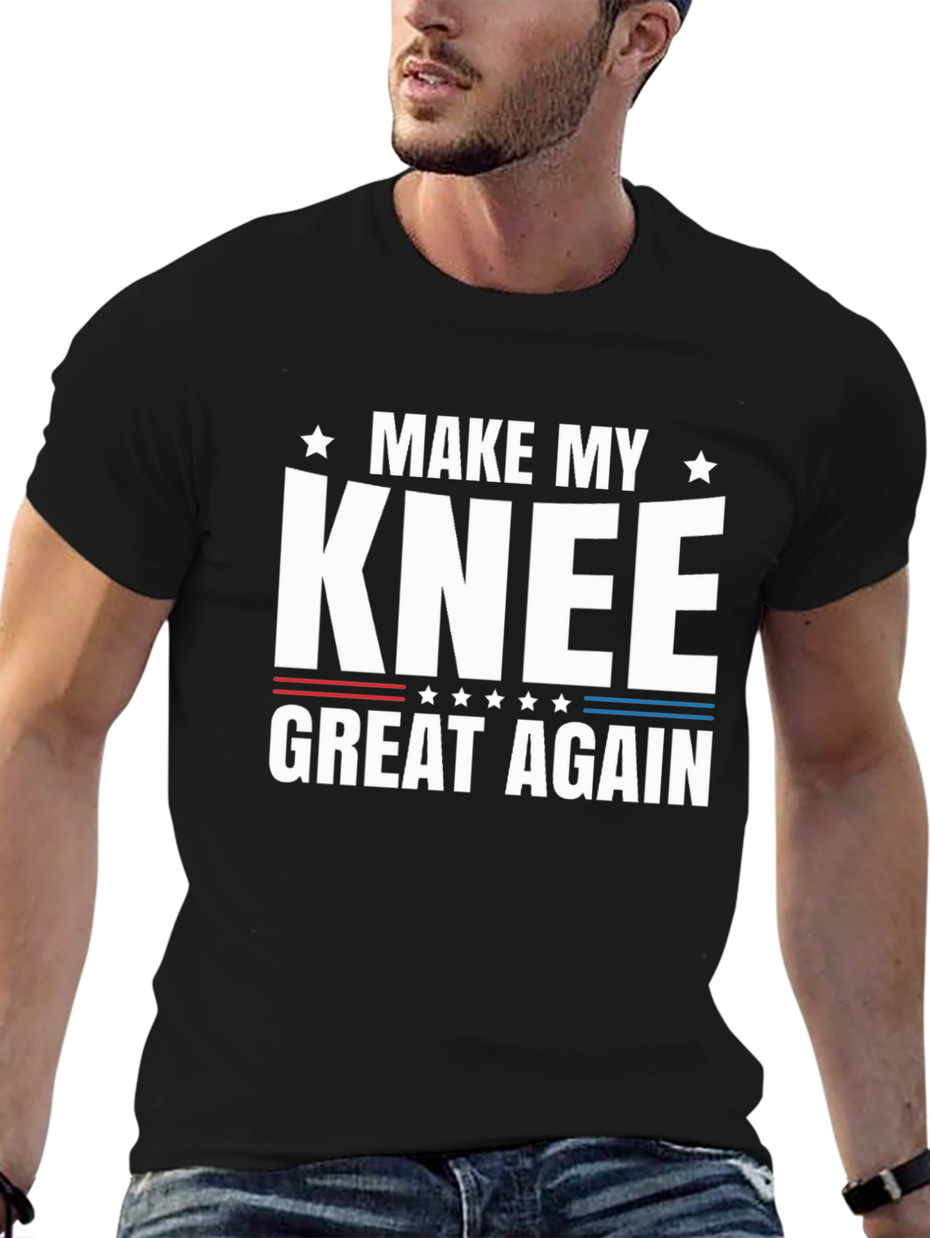 Black Make My Knee Great Again Graphic Tee view 6