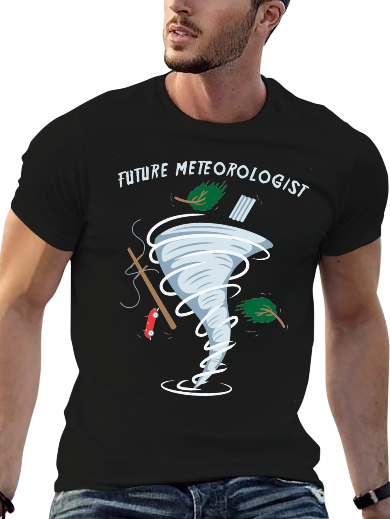 Black Future Meteorologist Tornado Graphic Tee view 6