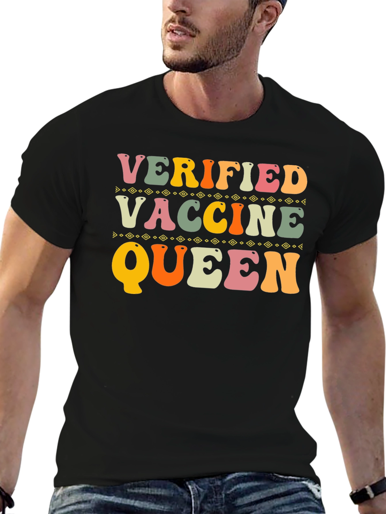 Black Verified Vaccine Queen T-Shirt view 6
