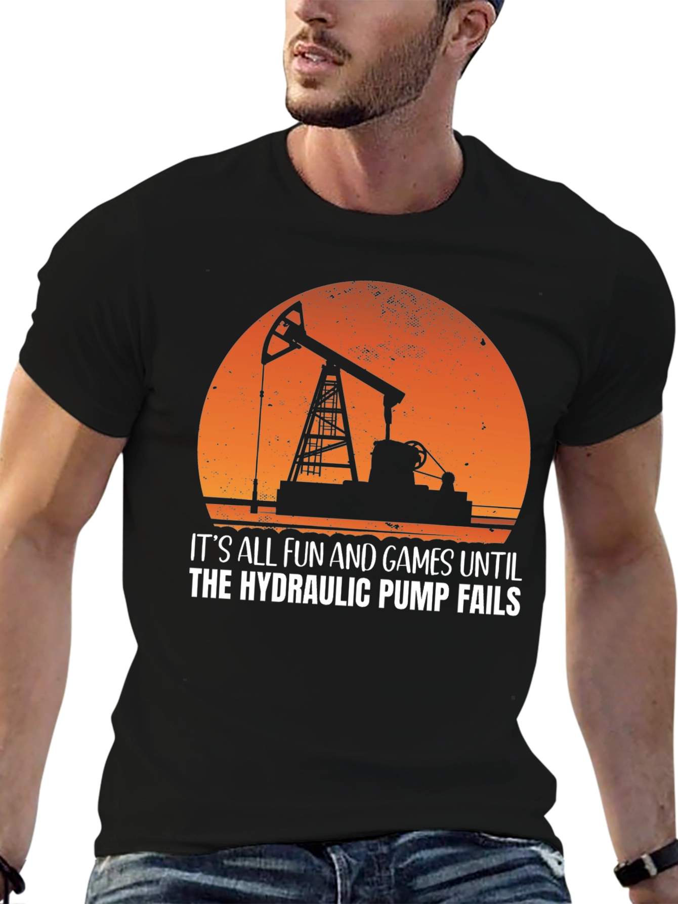 Black Hydraulic Pump Fails Funny T-Shirt view 6