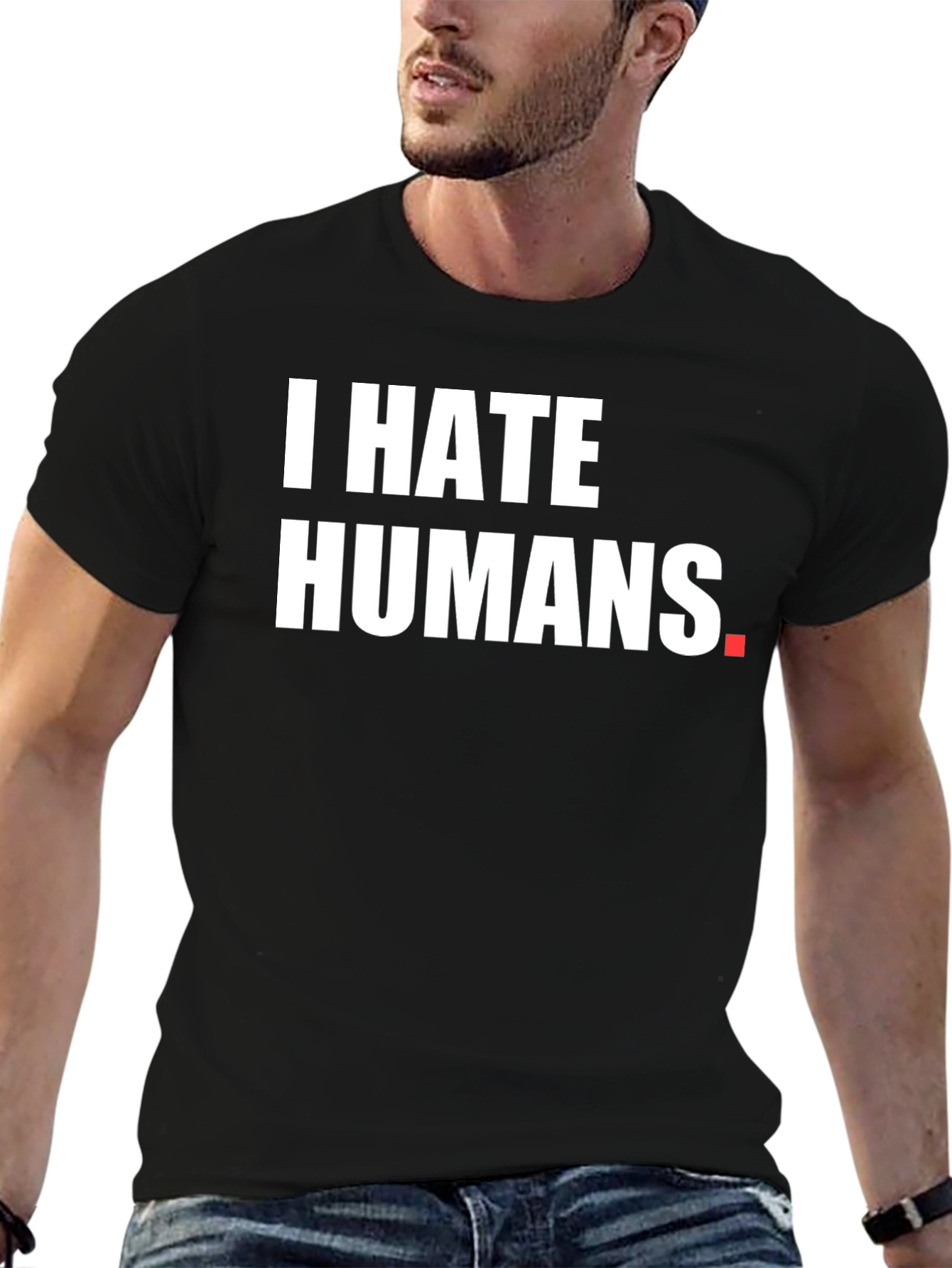 Black I HATE HUMANS Black Graphic Tee - Novelty Shirt view 6
