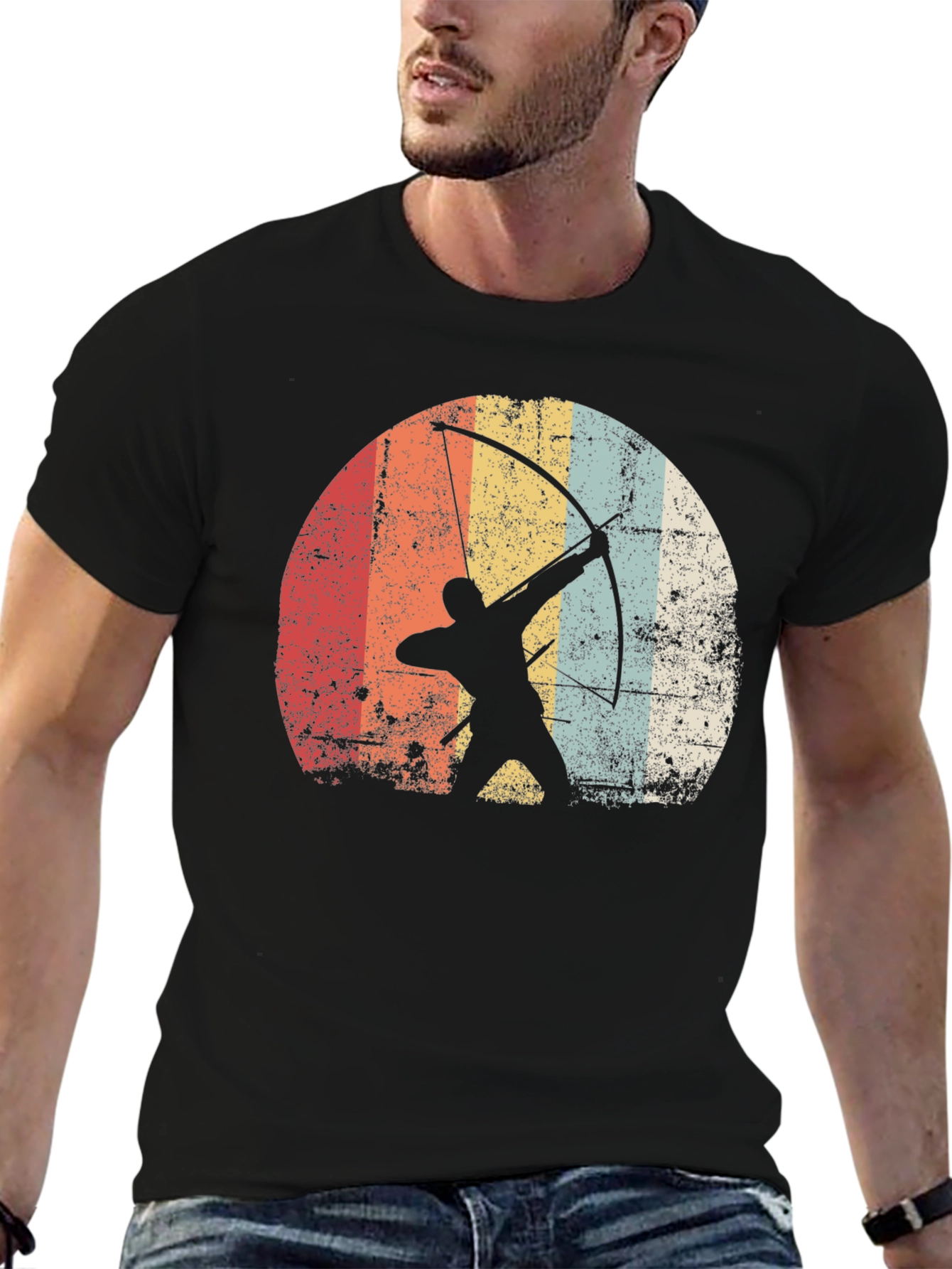 Black Vintage Archer T-Shirt - Retro Style view 6