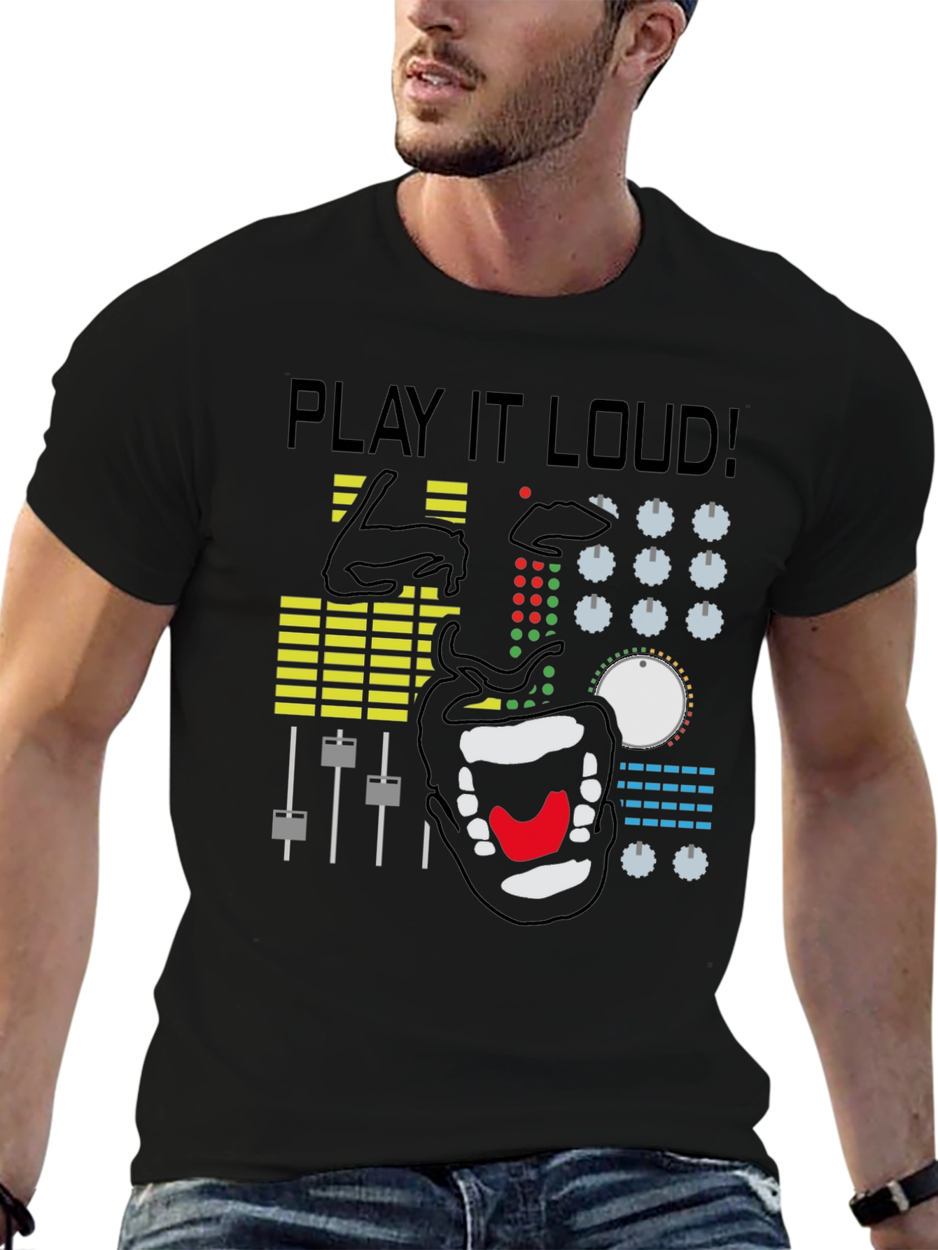 Black Play It Loud Graphic Tee - DJ Mixer Shirt view 6