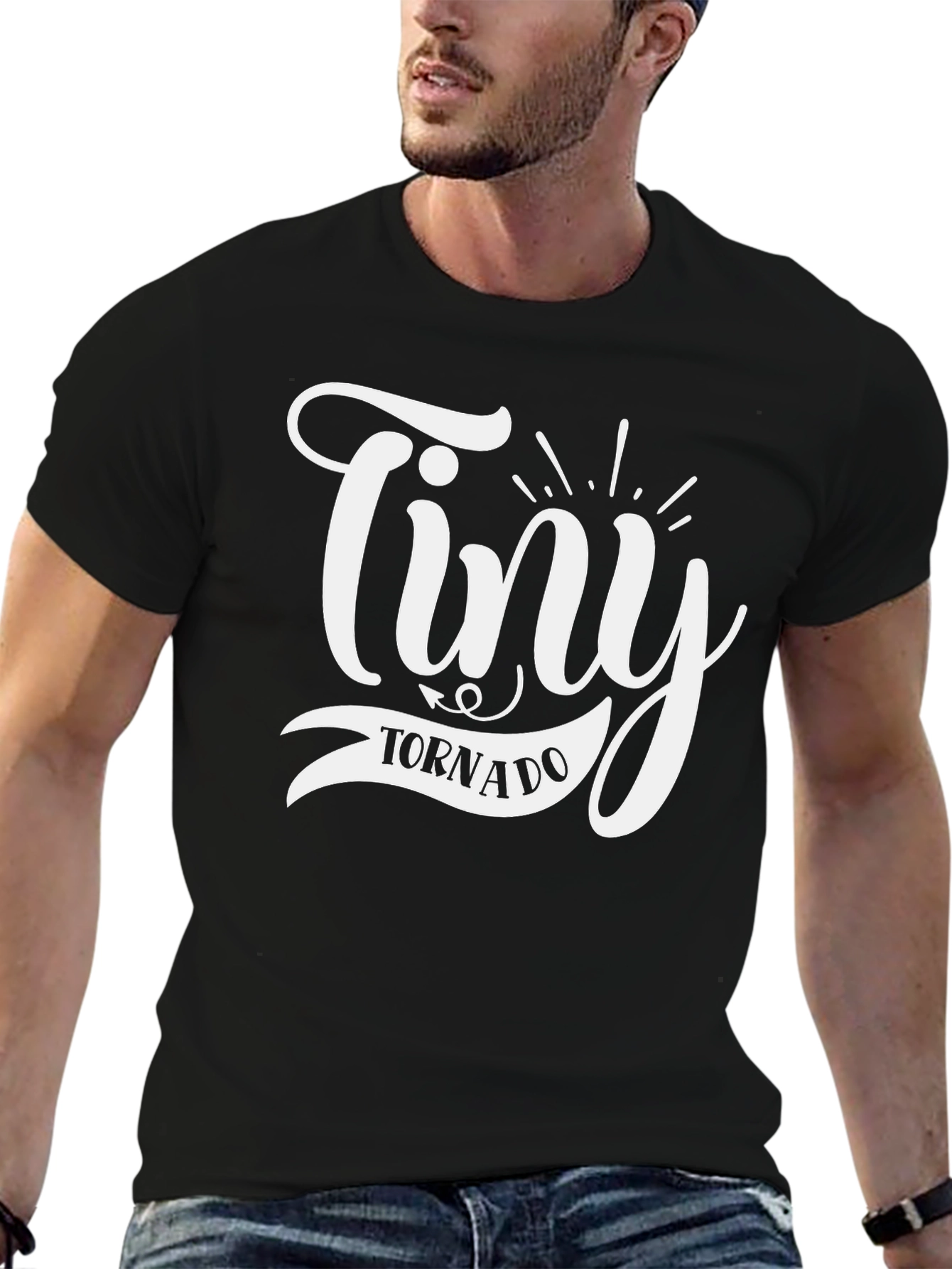 Black Tiny Tornado Black T-Shirt - Funny Graphic Tee view 6