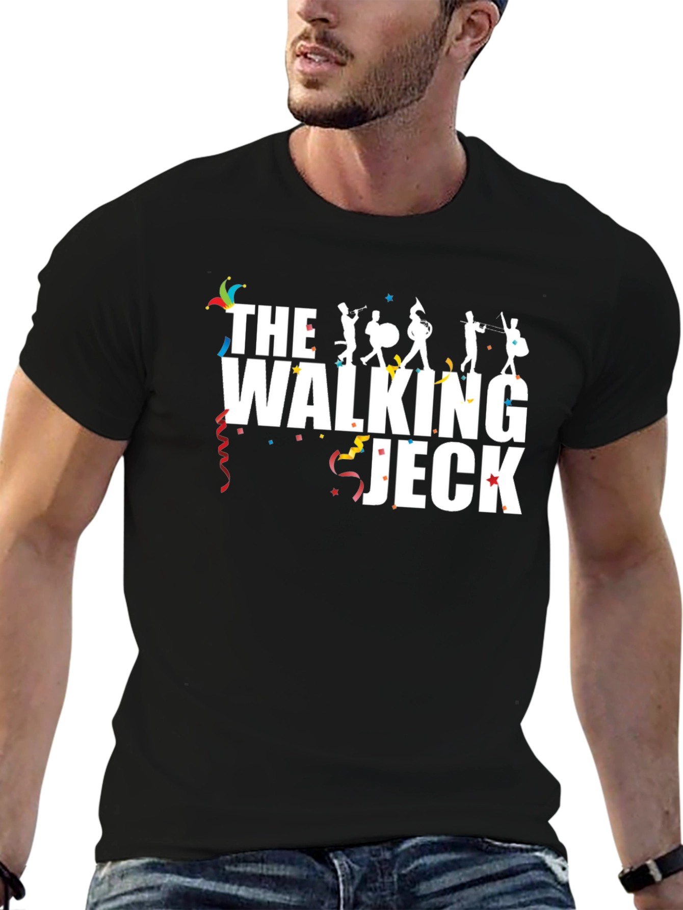 Black The Walking Jeck Band Fan T-Shirt view 6