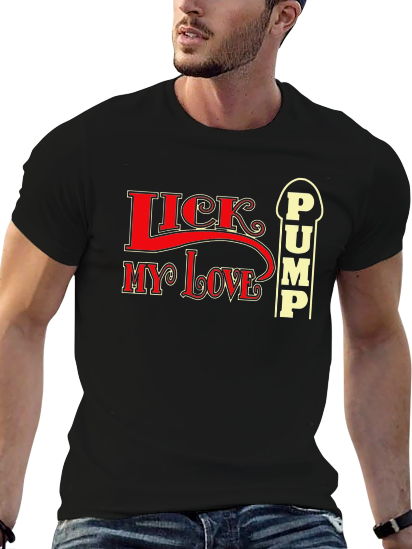 Black Lick My Love Pump Funny Graphic T-Shirt view 6