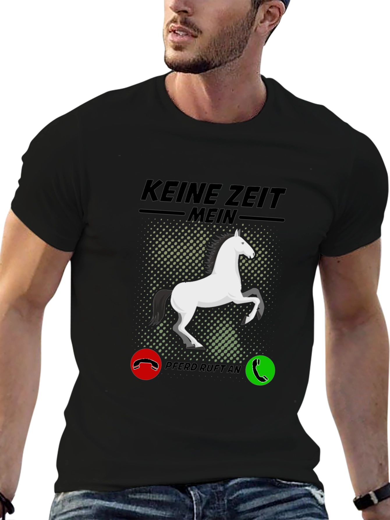 Black Horse Lover T-Shirt - Keine Zeit Mein Pferd Ruft An view 6