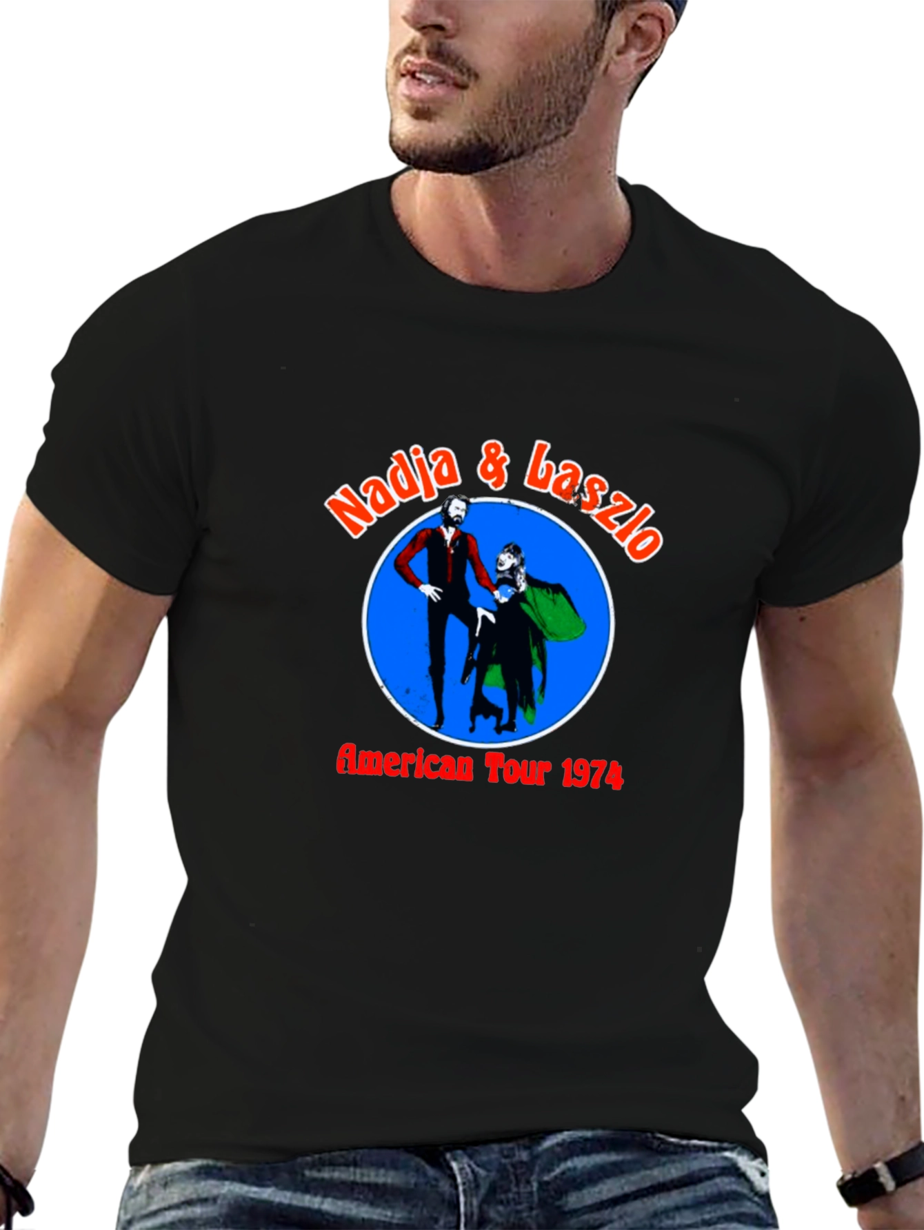 Black Nadja & Laszlo American Tour 1974 Black T-Shirt view 6