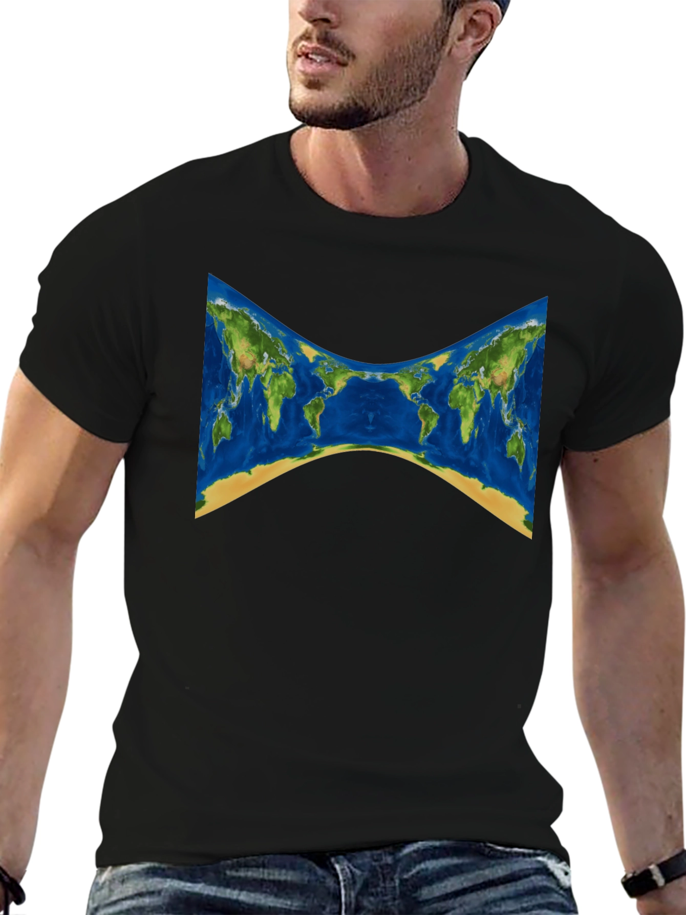 Black World Map Graphic Tee - Stylish Black T-Shirt view 6