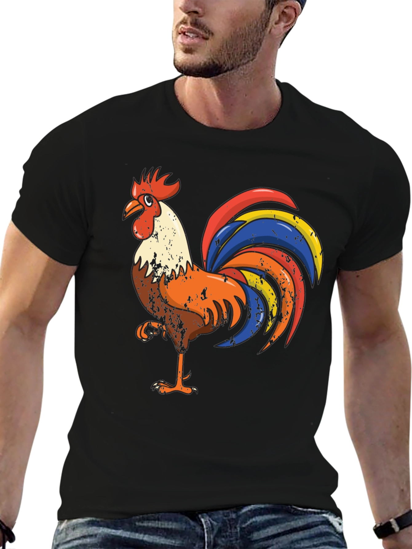 Black Rooster Graphic Tee - Men's Black T-Shirt view 6