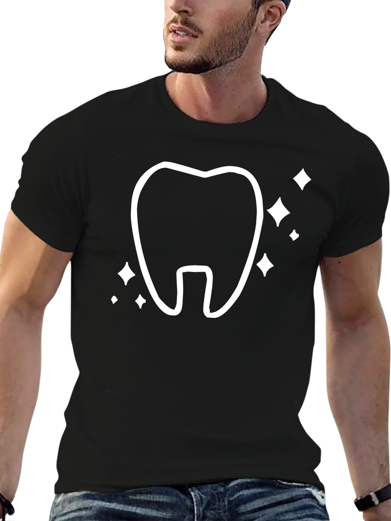 Black Dental Sparkle Tee - Black Cotton Comfort view 6