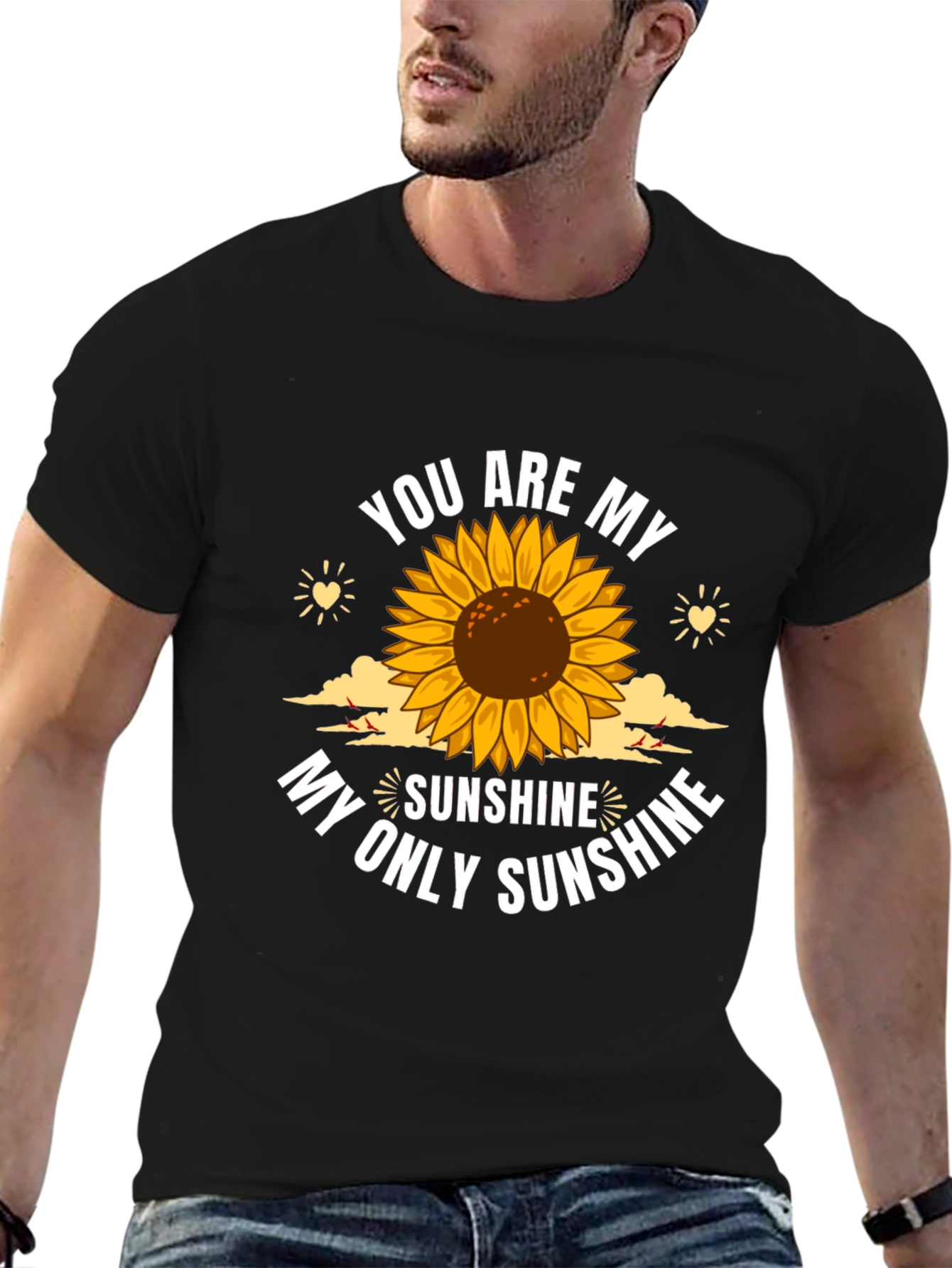 Black You Are My Sunshine Sunflower Graphic T-Shirt view 6