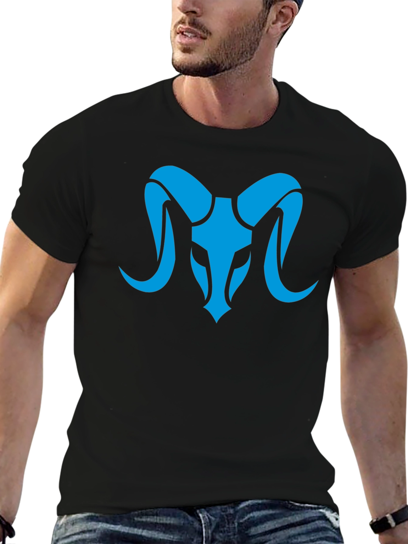 Black Ram Symbol T-Shirt - Unique Graphic Tee view 6
