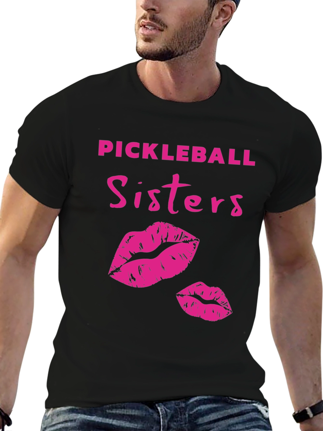 Black Pickleball Sisters Graphic T-Shirt view 6