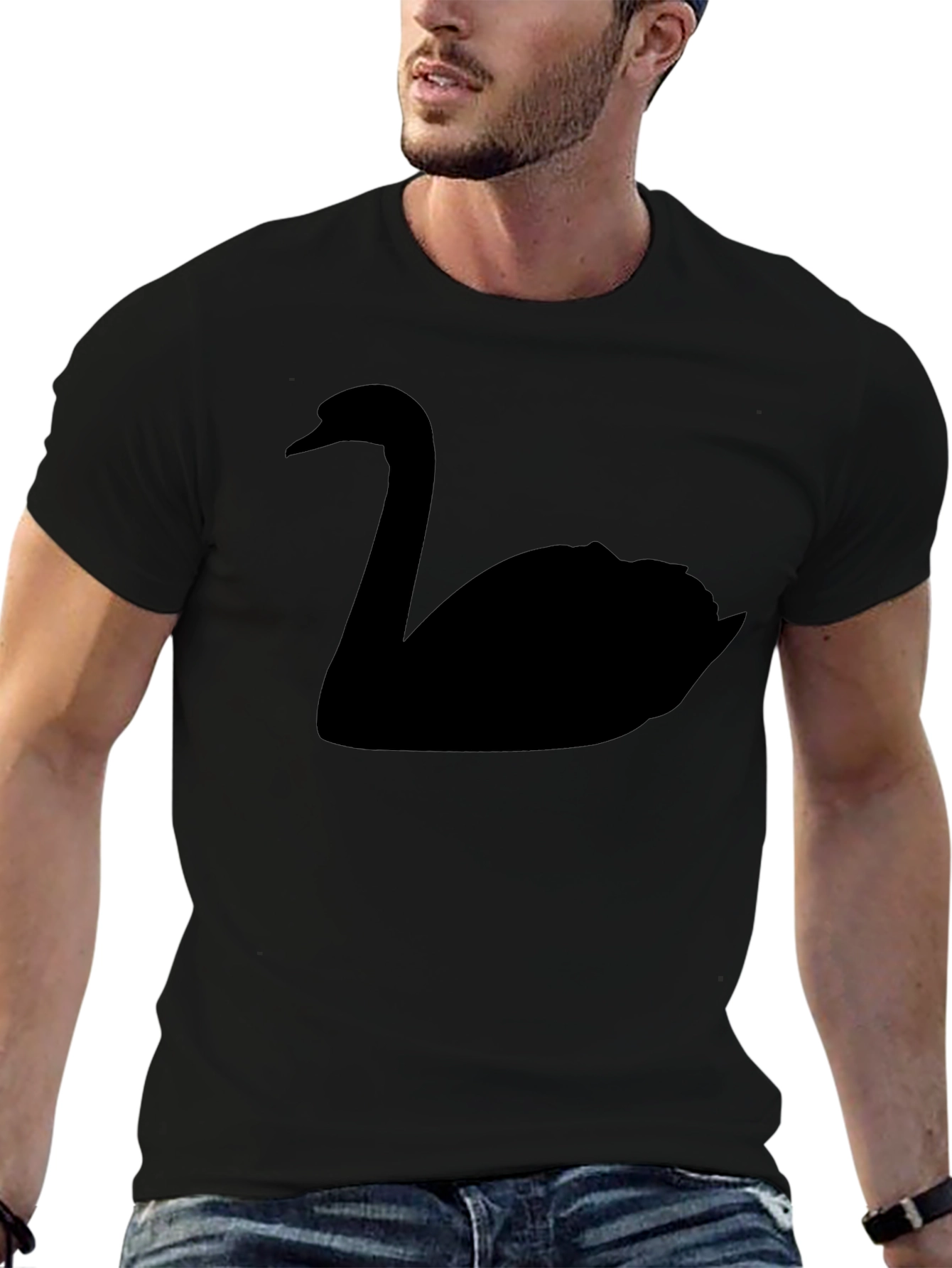 Black Black Swan Graphic T-Shirt - Unique Animal Design view 6