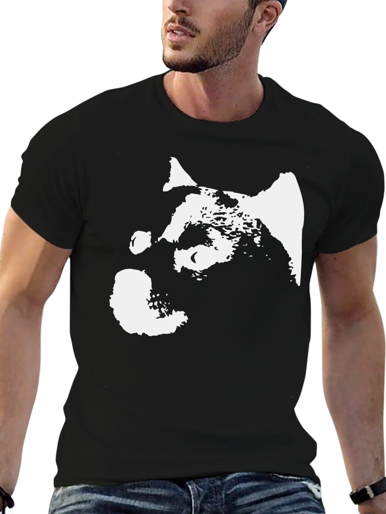 Black Abstract Dog Graphic Black T-Shirt view 6