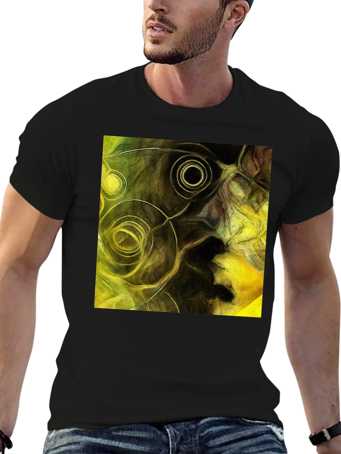 Black Abstract Art Black T-Shirt view 6