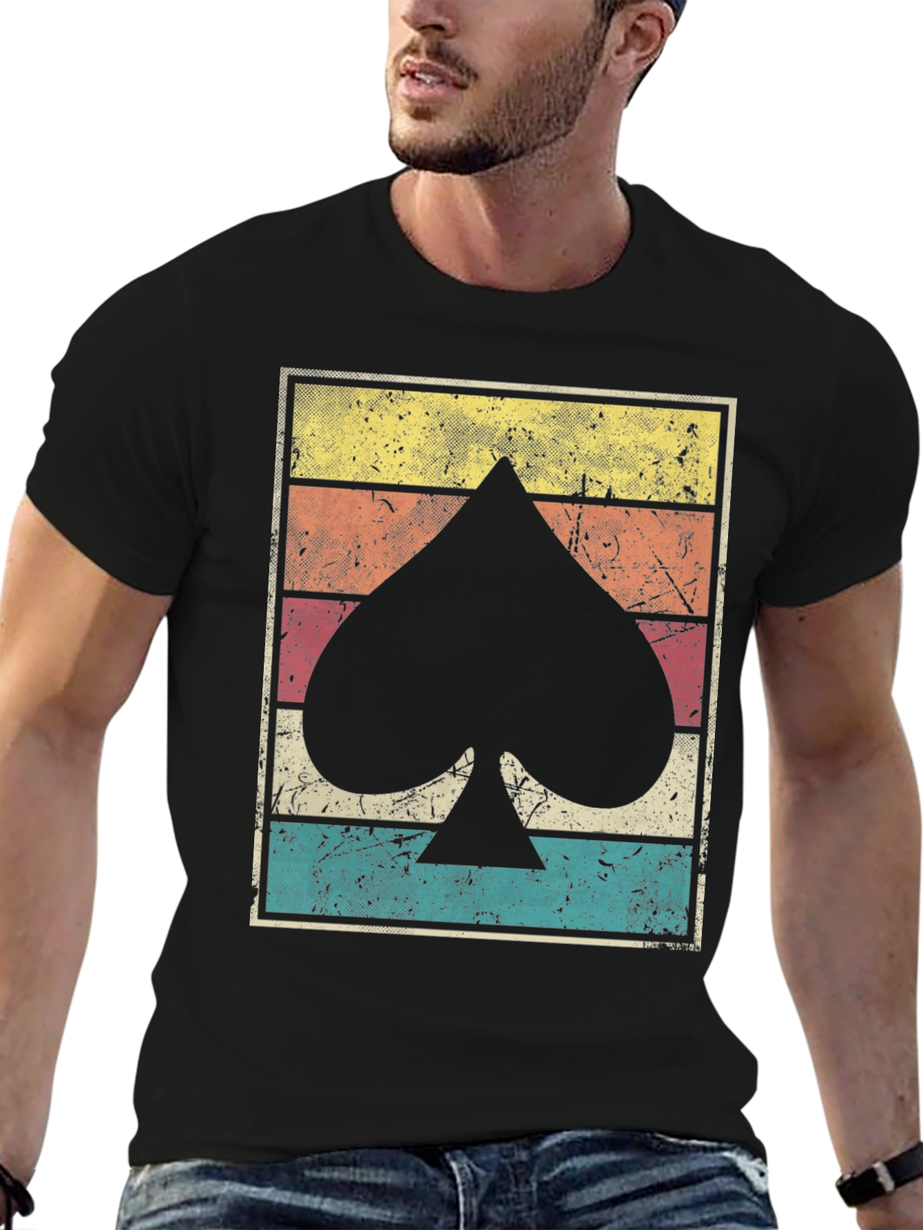 Black Retro Spade Card Graphic Tee view 6