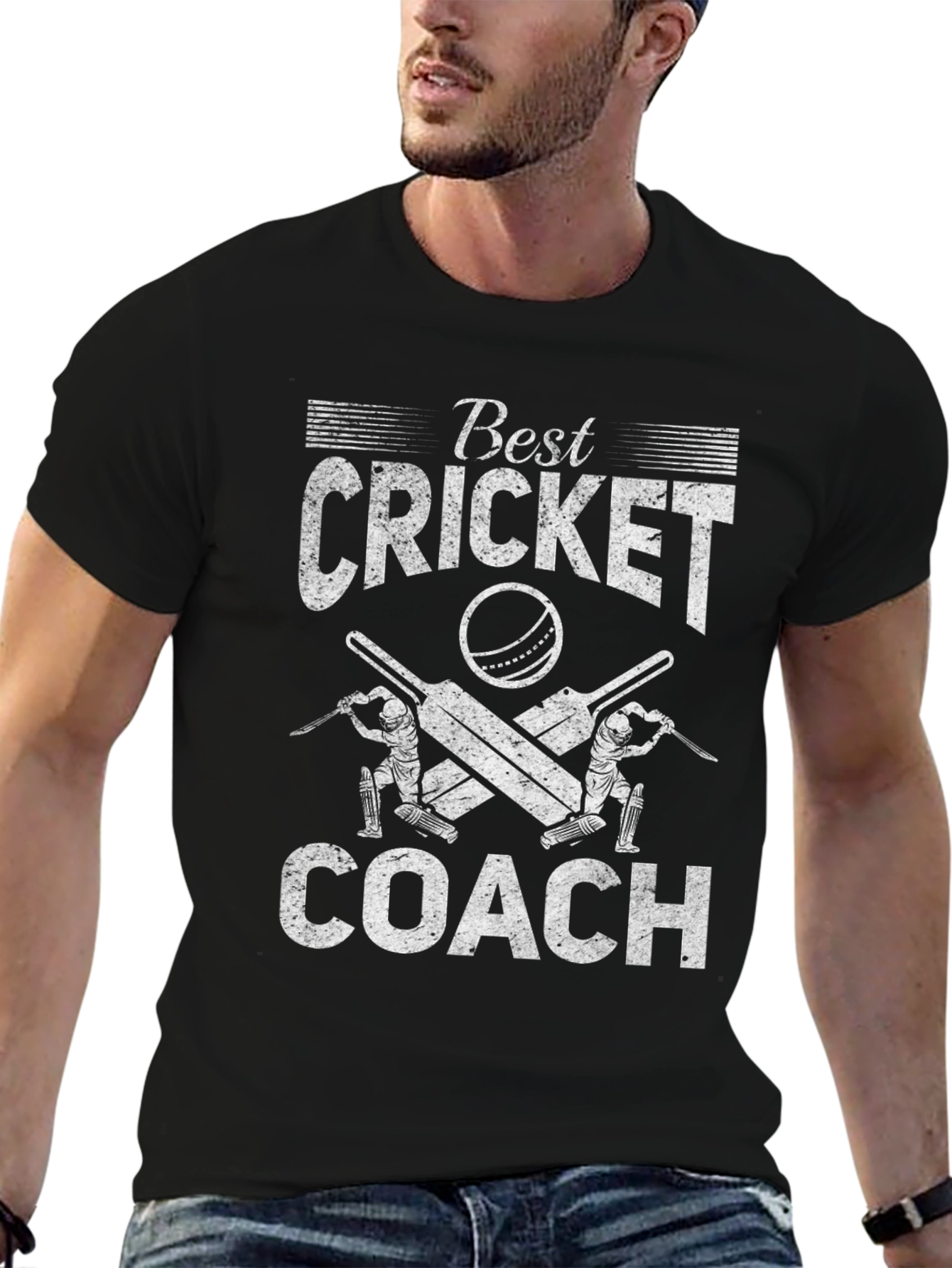 Black Best Cricket Coach Graphic Tee view 6