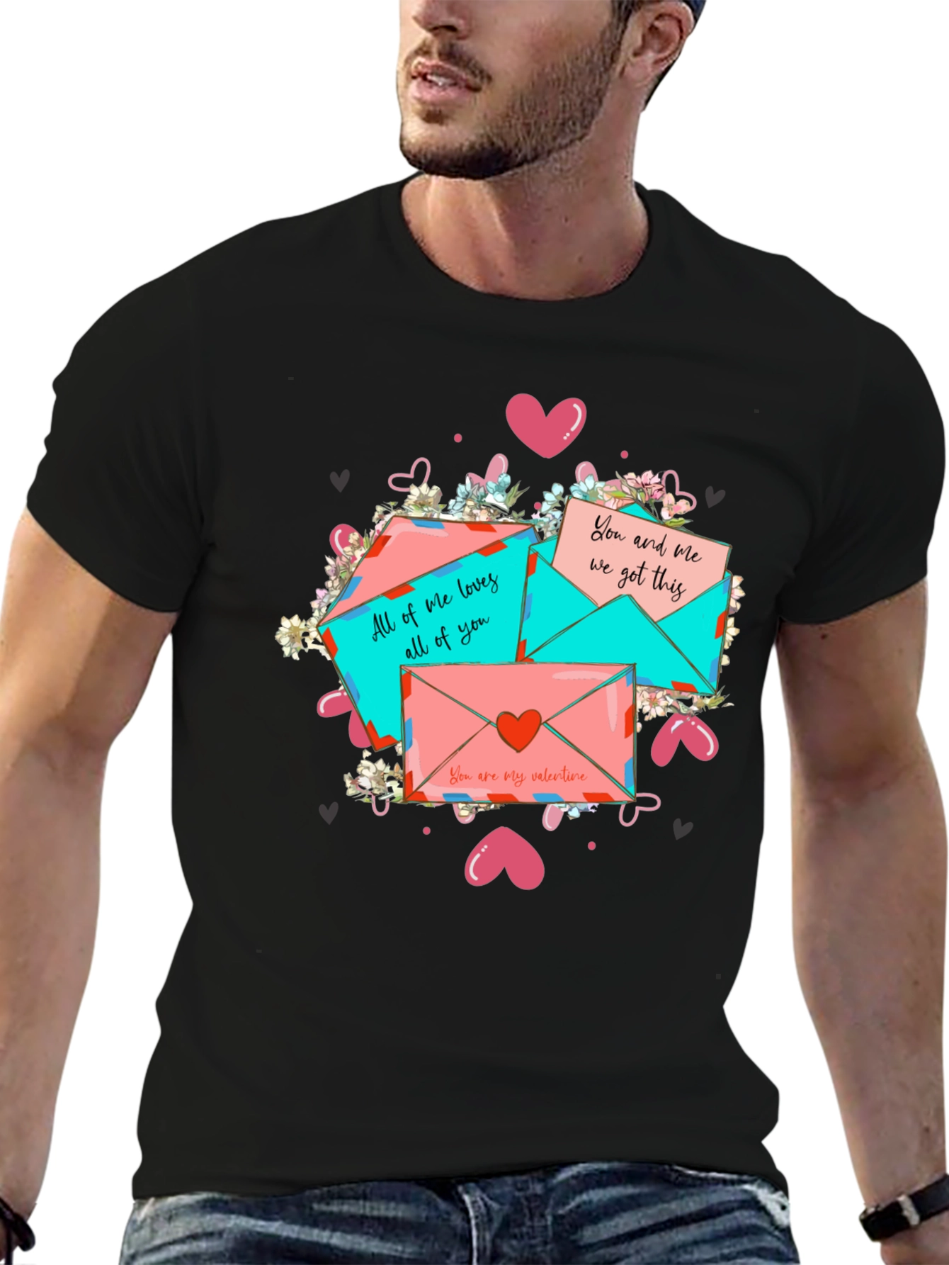 Black Valentine's Day Letter Graphic T-Shirt view 6