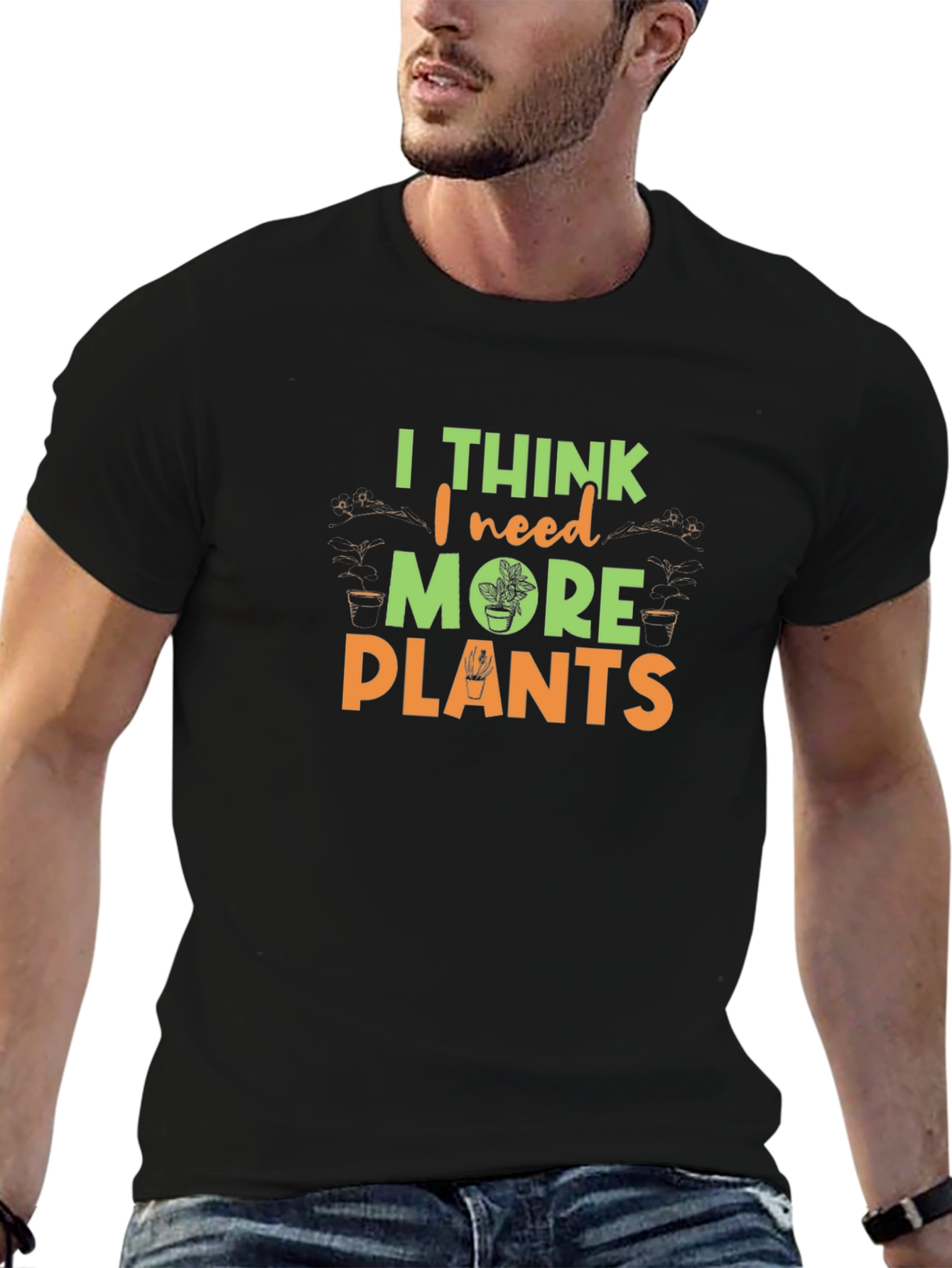 Black I Think I Need More Plants Graphic Tee view 6