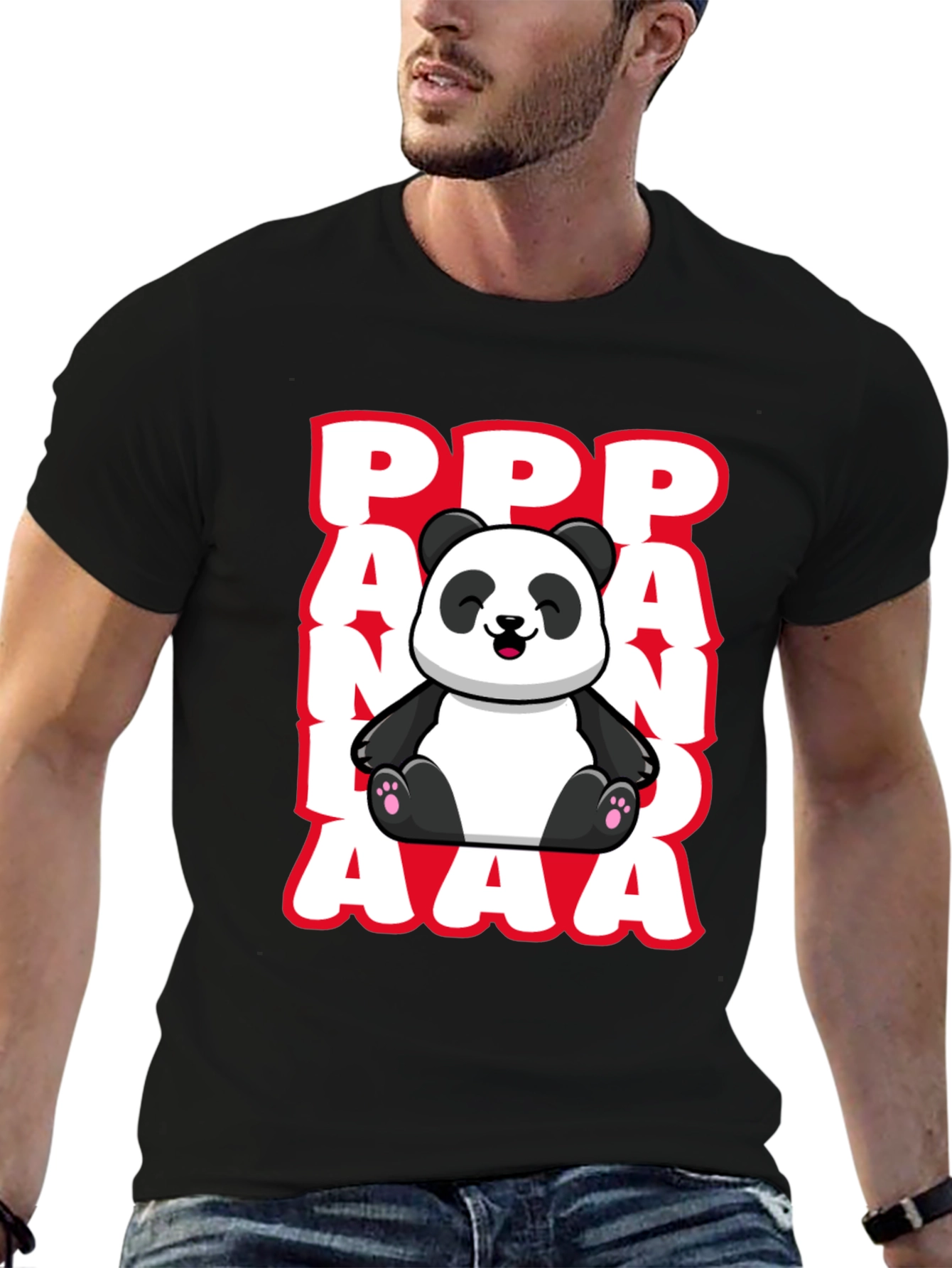 Black Cute Panda T-Shirt - PPP AAA Design view 6