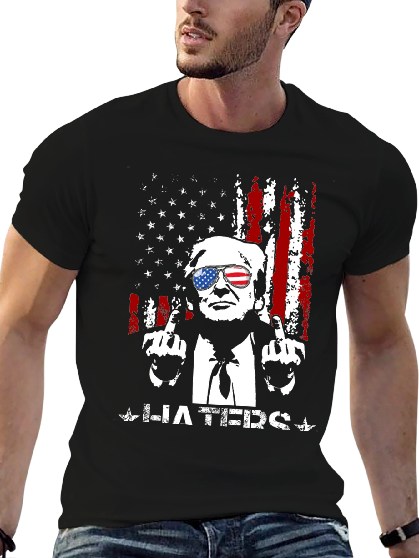 Black Trump Haters Graphic T-Shirt - Patriotic Design view 6