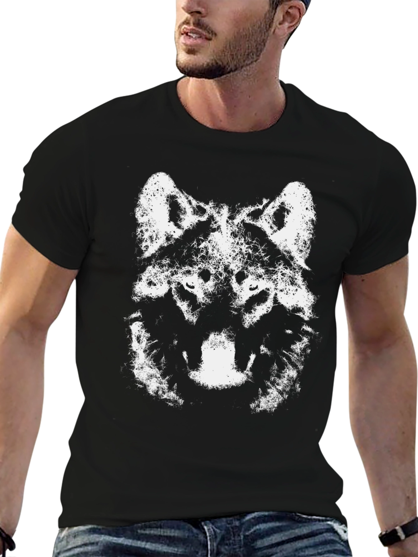 Wolf Graphic Tee - Black Cotton T-Shirt - 6